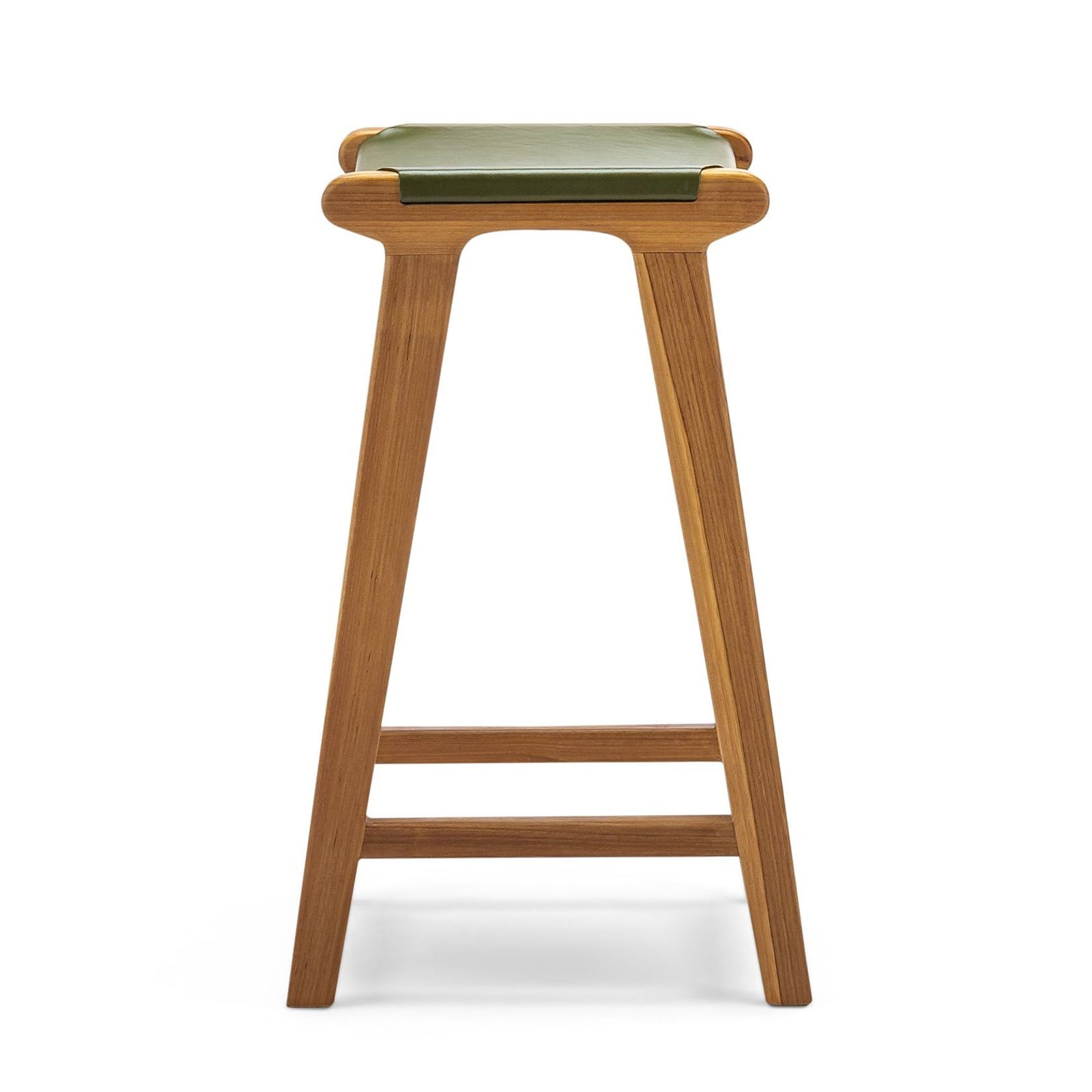 Casey 67cm Flat Leather Barstool | Olive Green gallery detail image