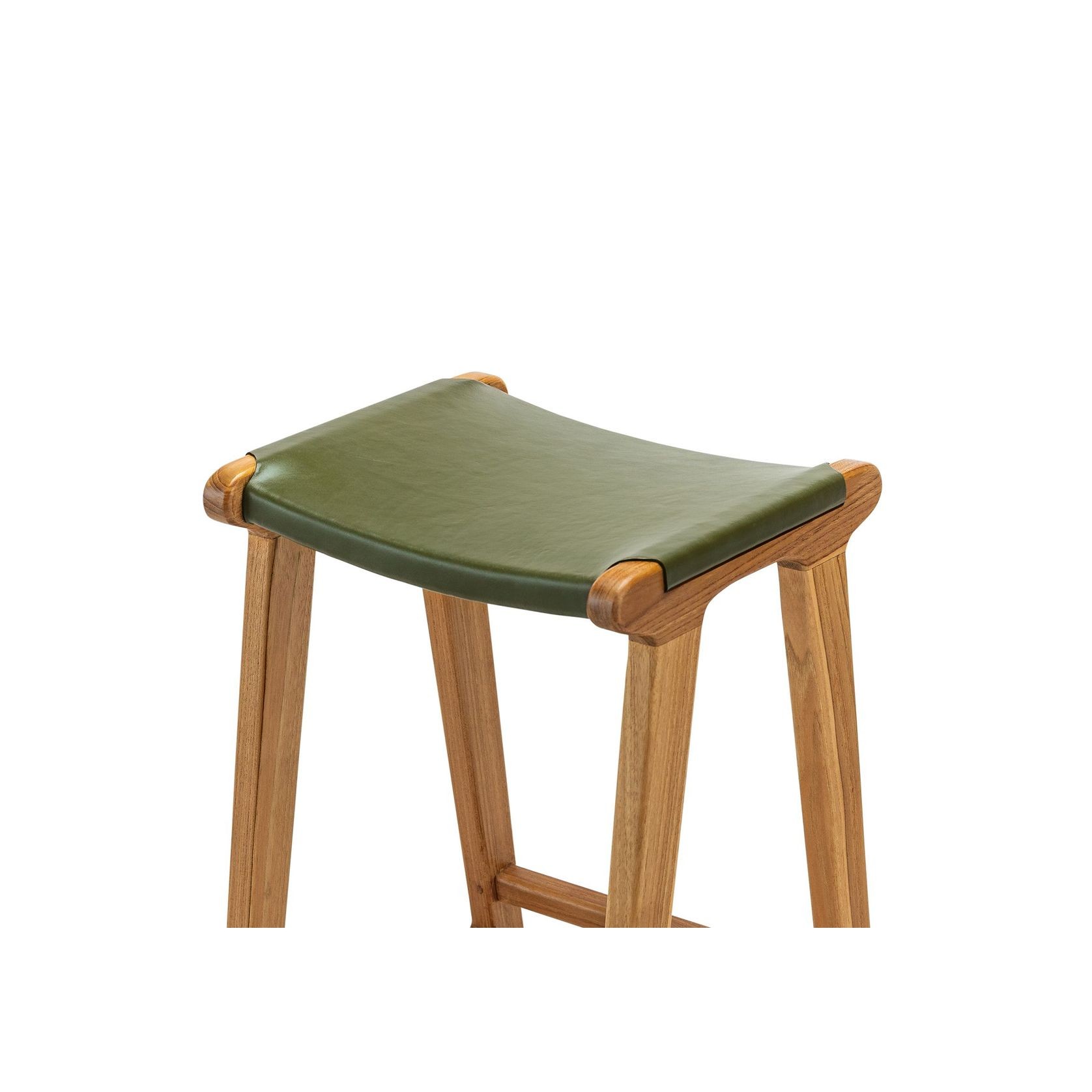 Casey 67cm Flat Leather Barstool | Olive Green gallery detail image