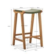 Casey 67cm Flat Leather Barstool | Olive Green gallery detail image