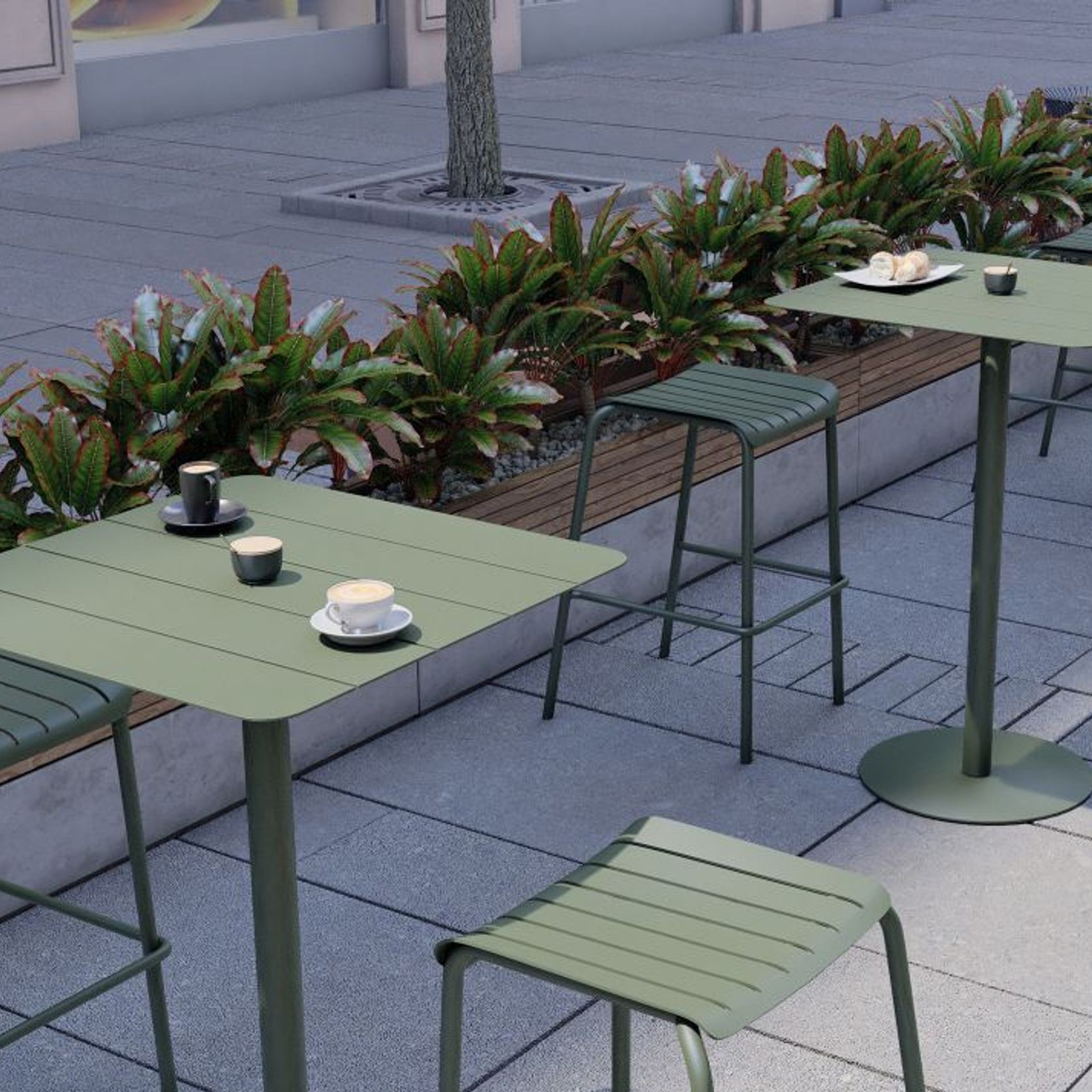 Roku Outdoor Backless Bar Stool in Matt Eucalyptus Green gallery detail image