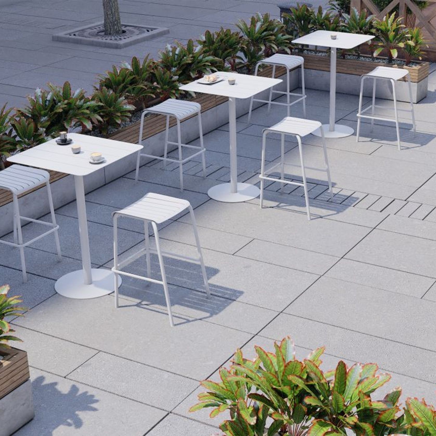 Roku Outdoor Backless Bar Stool in Matt White gallery detail image