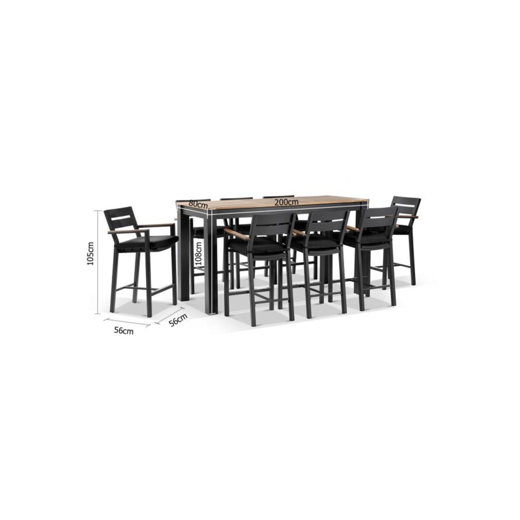 Balmoral Charcoal 2m Bar Table with 8 Bar Stools gallery detail image