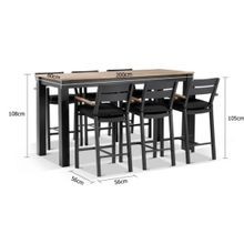 Balmoral 2m Bar Table & 6 Barstools - White & Denim gallery detail image