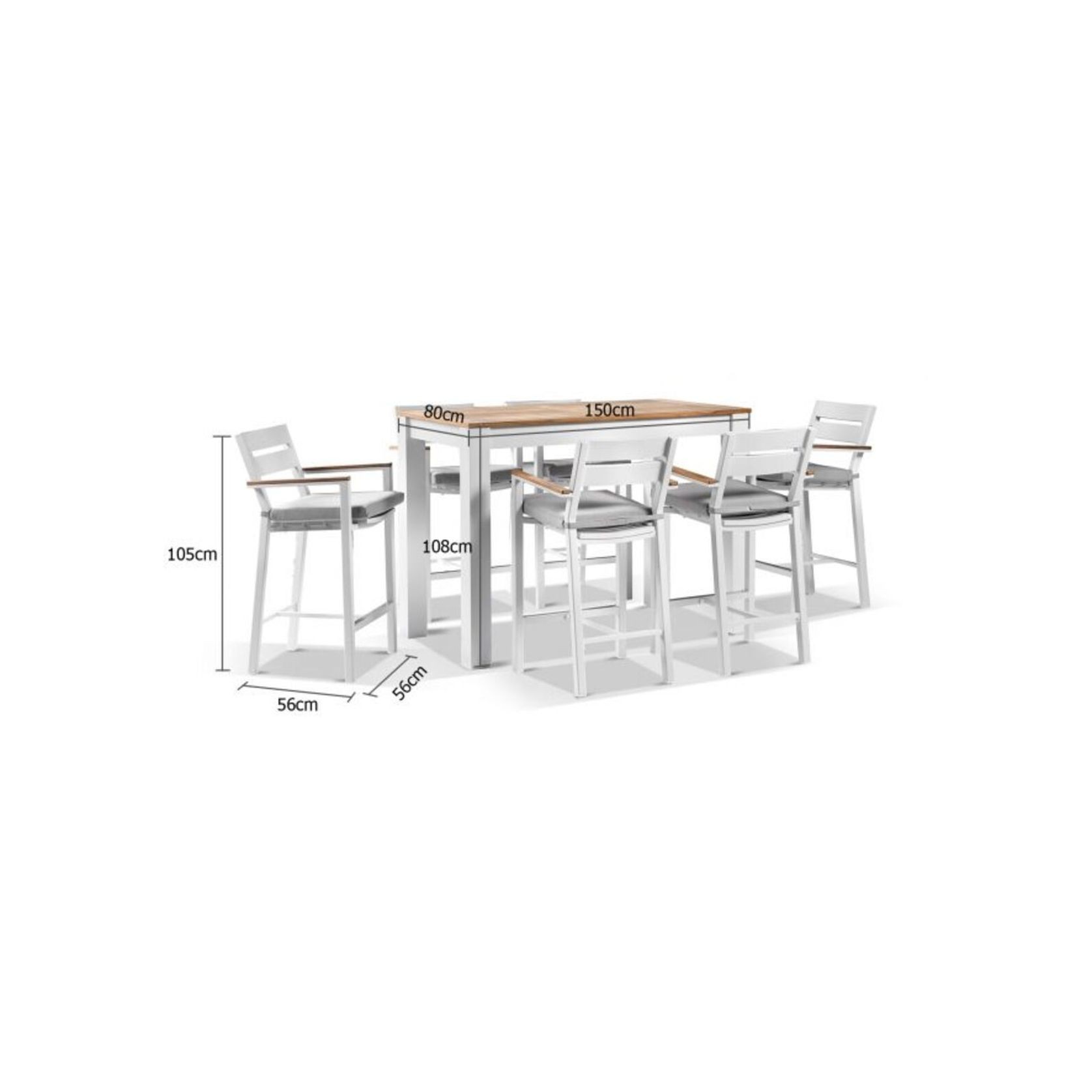 Balmoral 1.5m White Bar Table with 6 Bar Stools gallery detail image