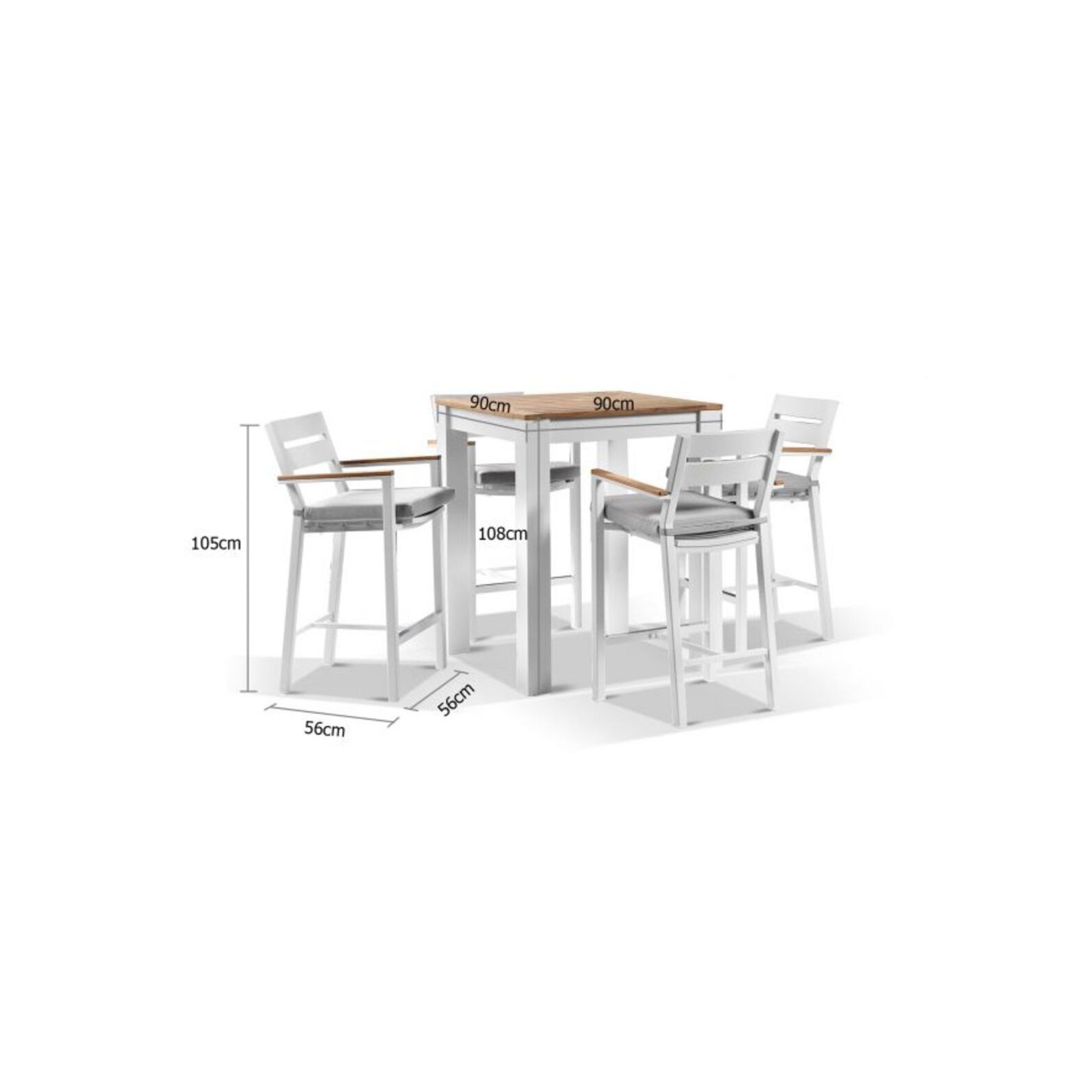 Balmoral White Bar Table with 4 Capri Bar Stools ArchiPro AU