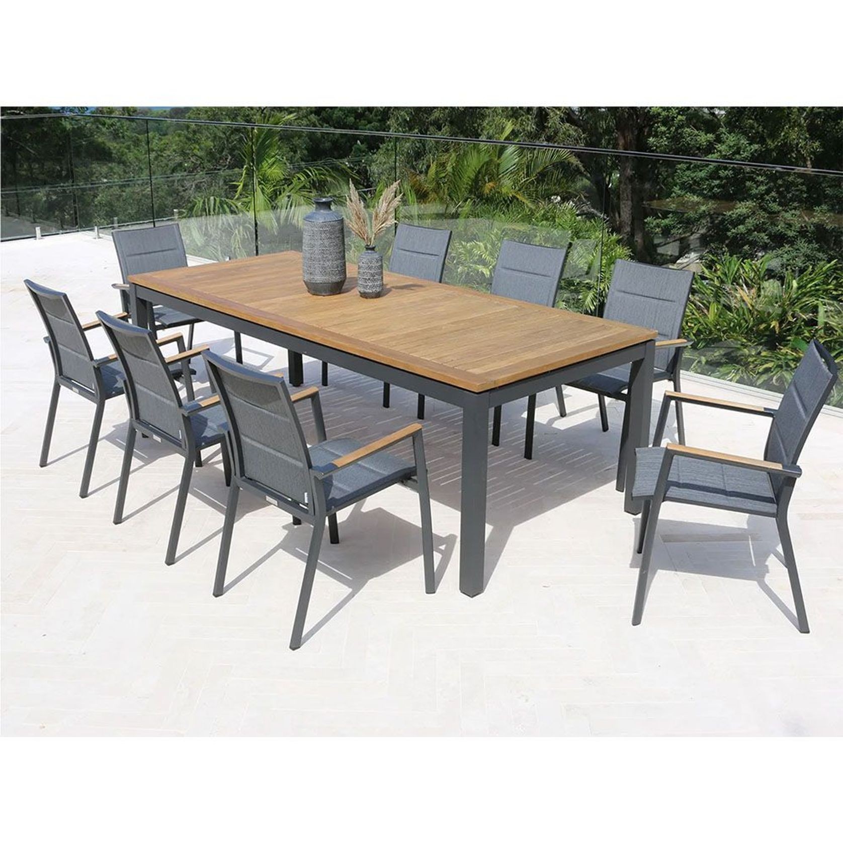 Barcelona Extension Table with 8 Serang Chairs gallery detail image