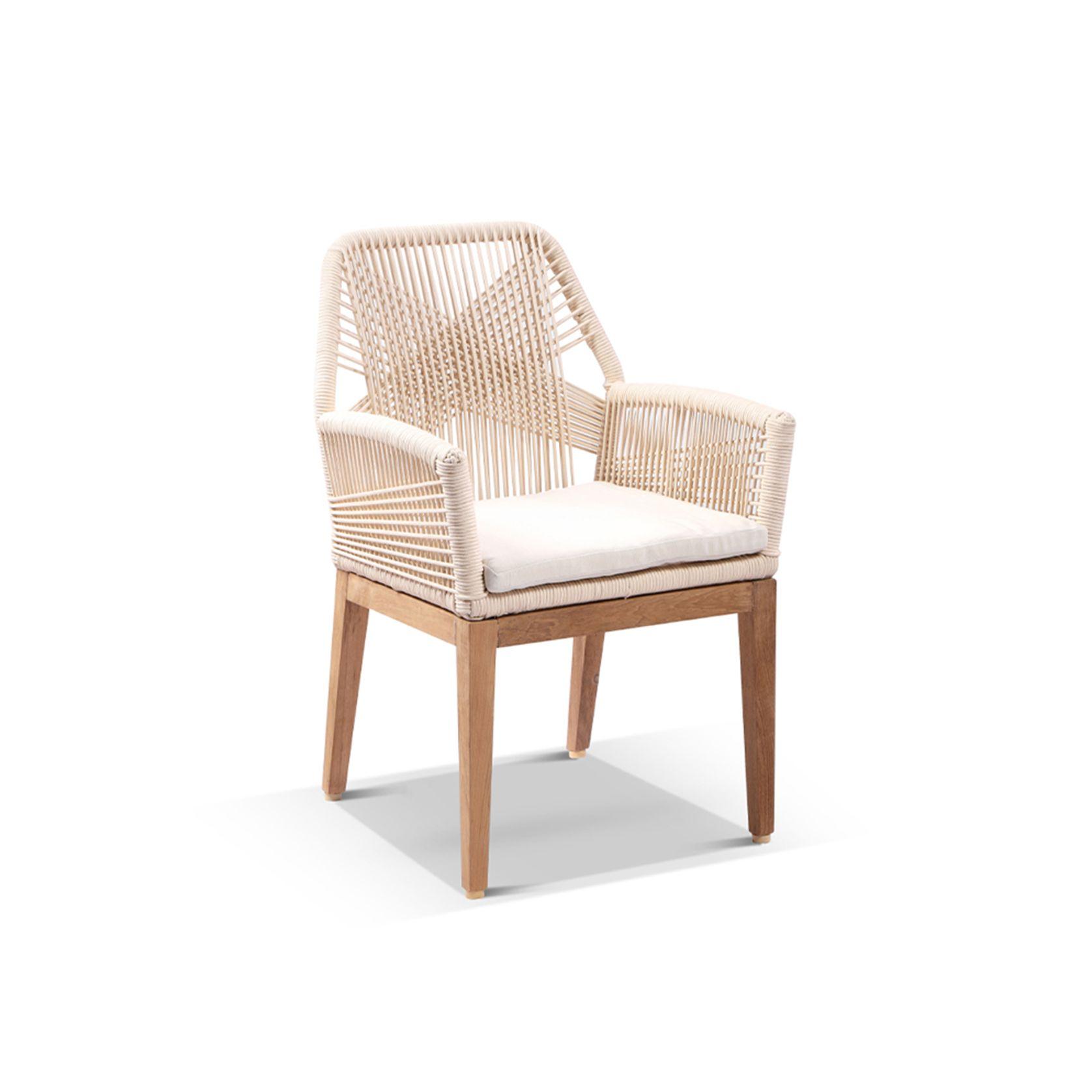 Darcey Outdoor Walnut Teak and Rope Dining Chair gallery detail image