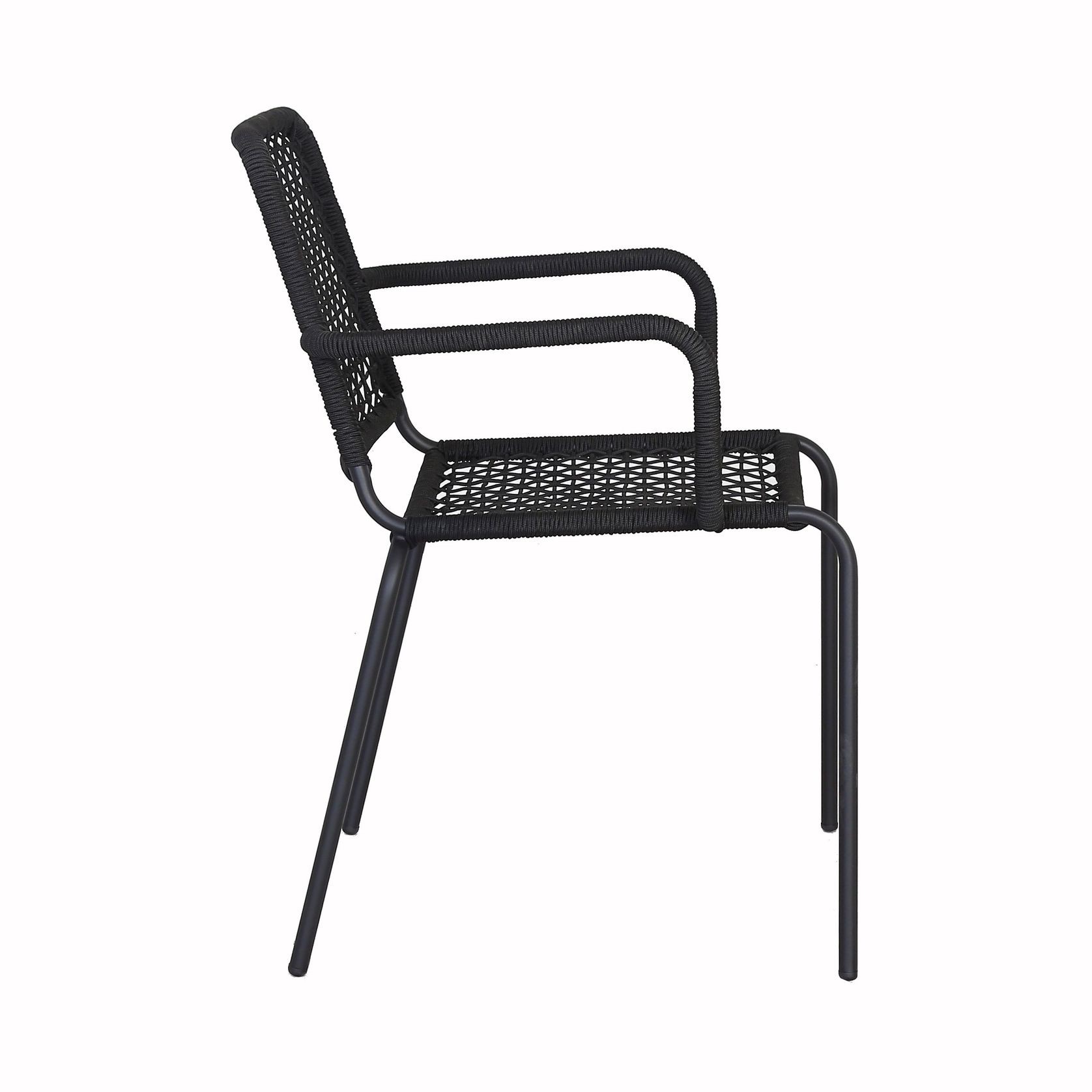 Bahamas Stackable Steel Outdoor Dining Chair Black ArchiPro AU