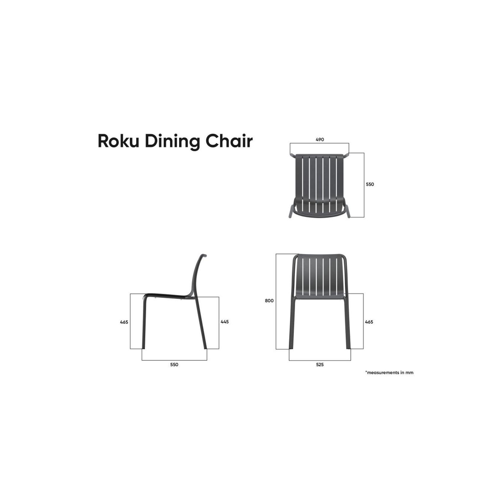 Roku Outdoor Dining Chair in Matt Charcoal gallery detail image