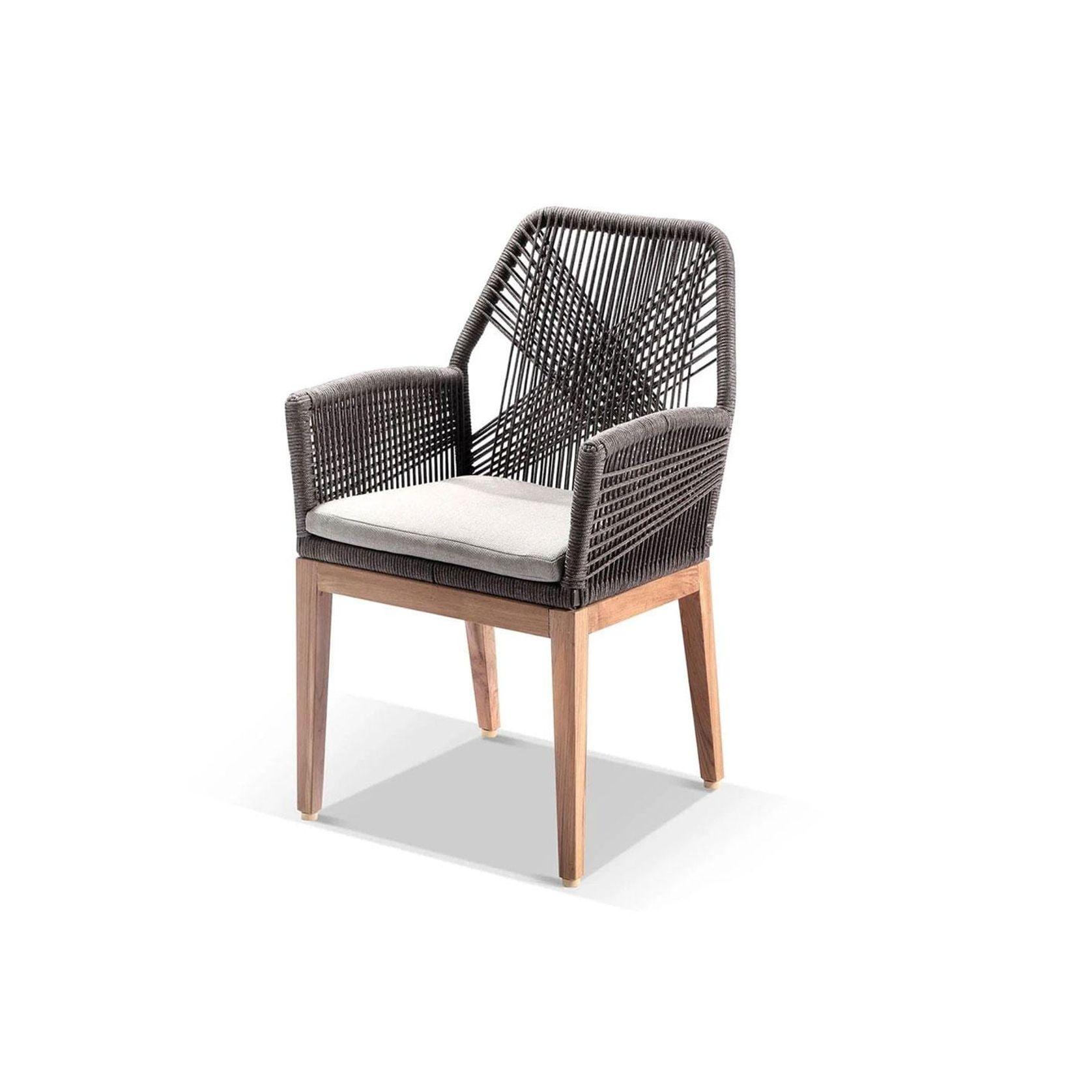 Darcey Outdoor Walnut Teak and Rope Dining Chair gallery detail image