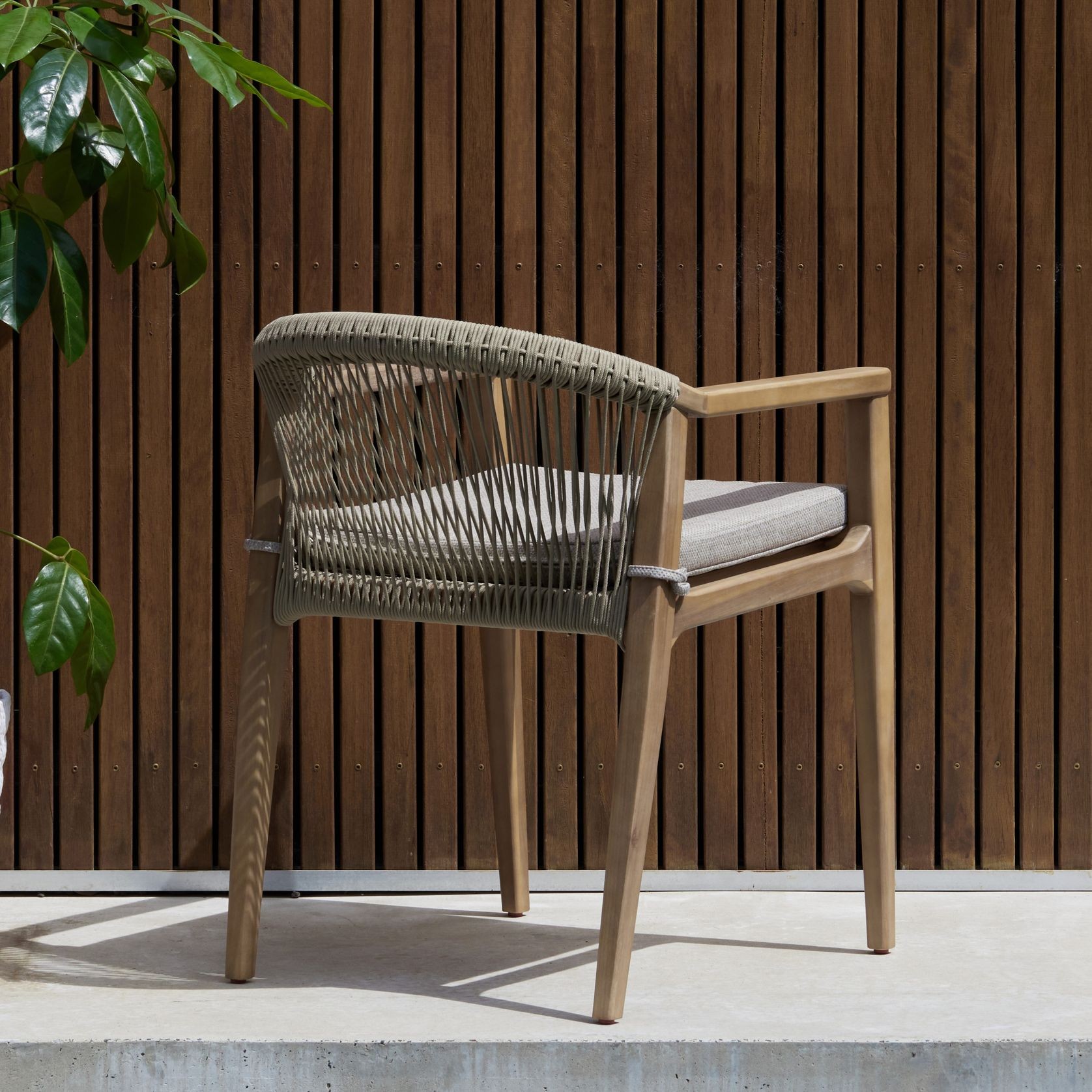 Caracas Acacia Outdoor Chair | Light Brown Fabric gallery detail image