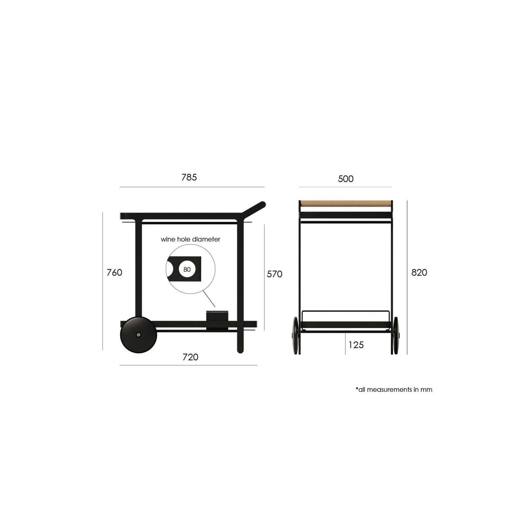 Imola Outdoor Bar Cart - Matt Silver Grey gallery detail image