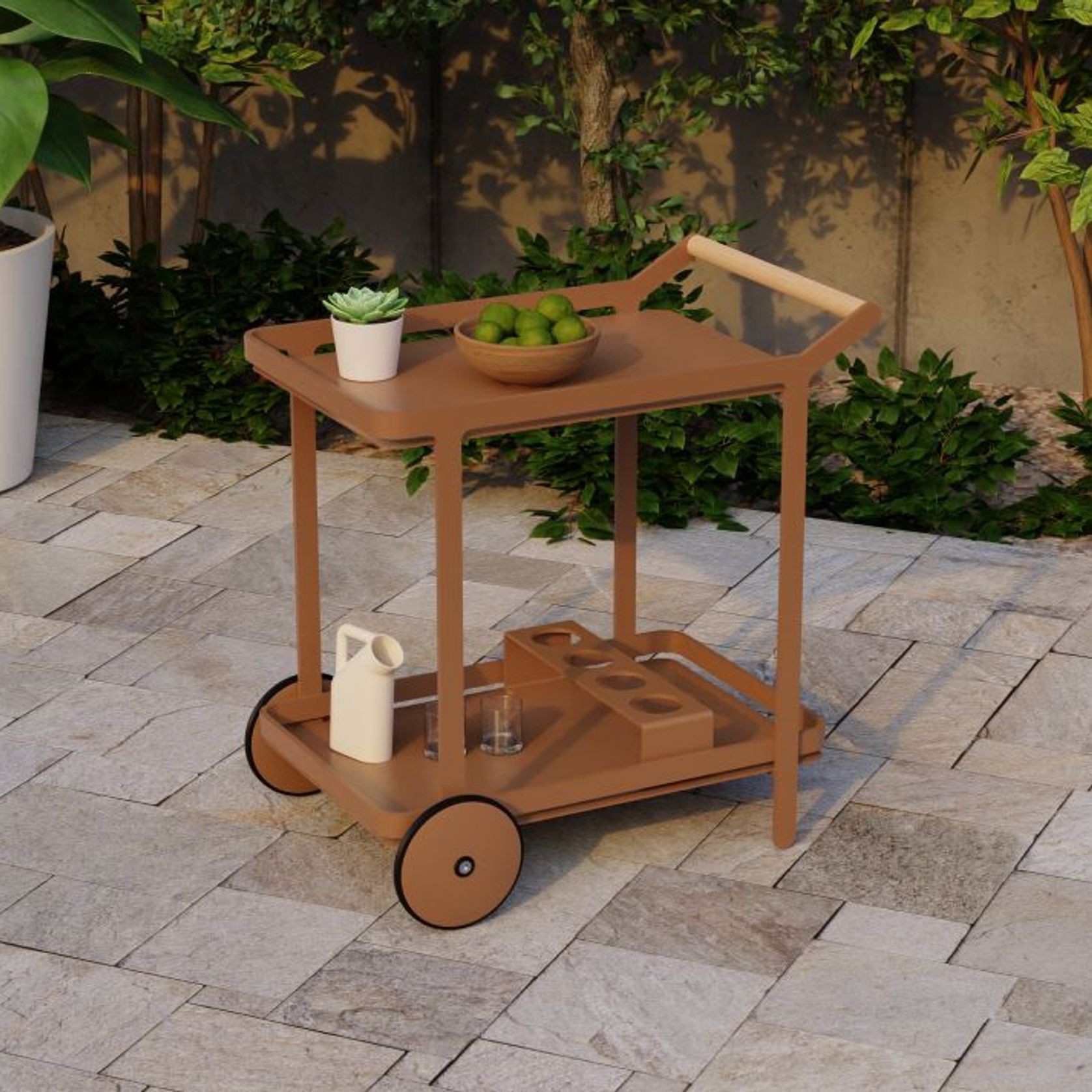 Imola Outdoor Bar Cart - Terracotta gallery detail image