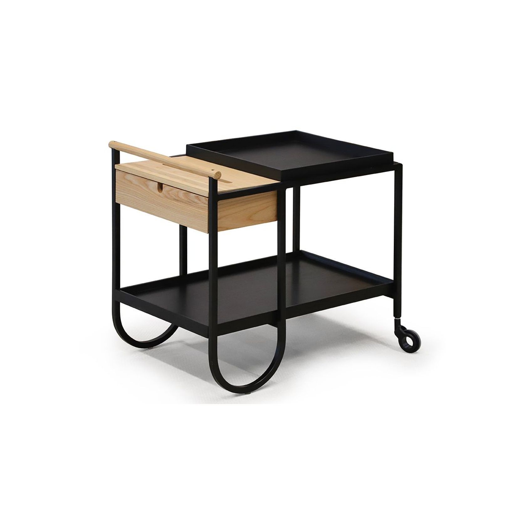 Trove Trolley Drinks Cart in Black Stain with Natural Oak gallery detail image