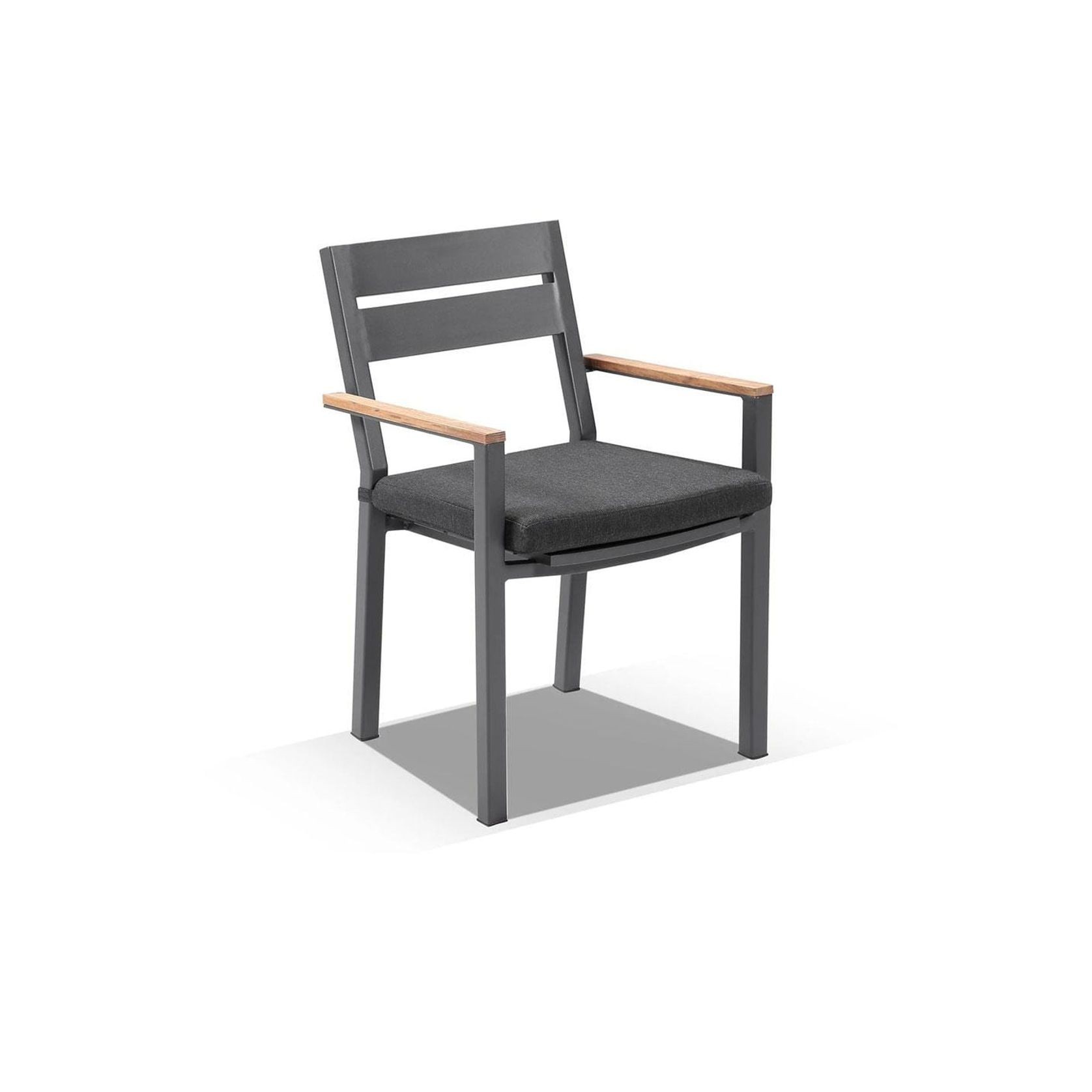 Tuscany 10 Seat Capri Chairs W/Teak Arm Rest | Charcoal gallery detail image