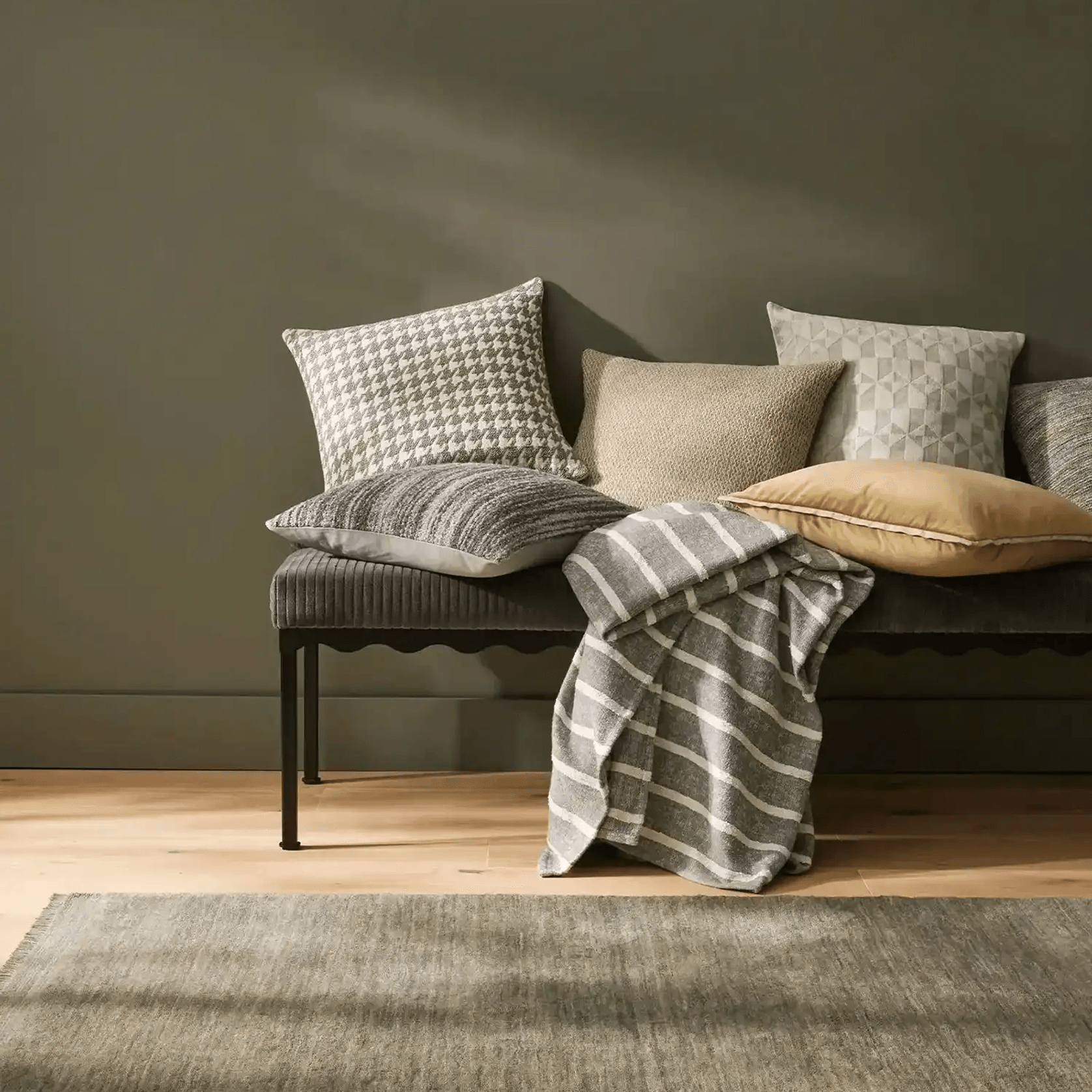 Weave Home Giovanni Cushion - Mist | Bouclé Houndstooth gallery detail image