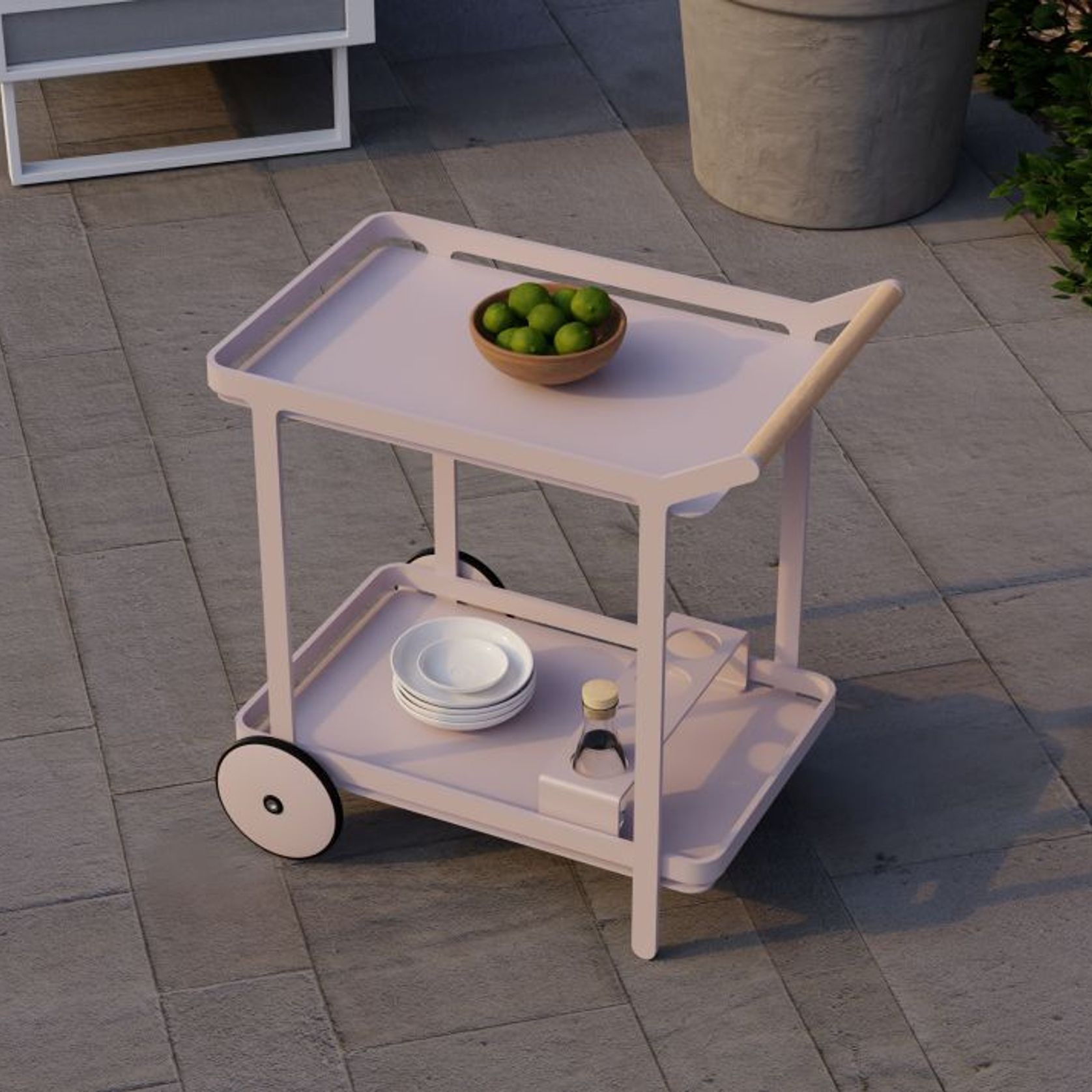 Imola Outdoor Bar Cart - Pale Pink Blush gallery detail image