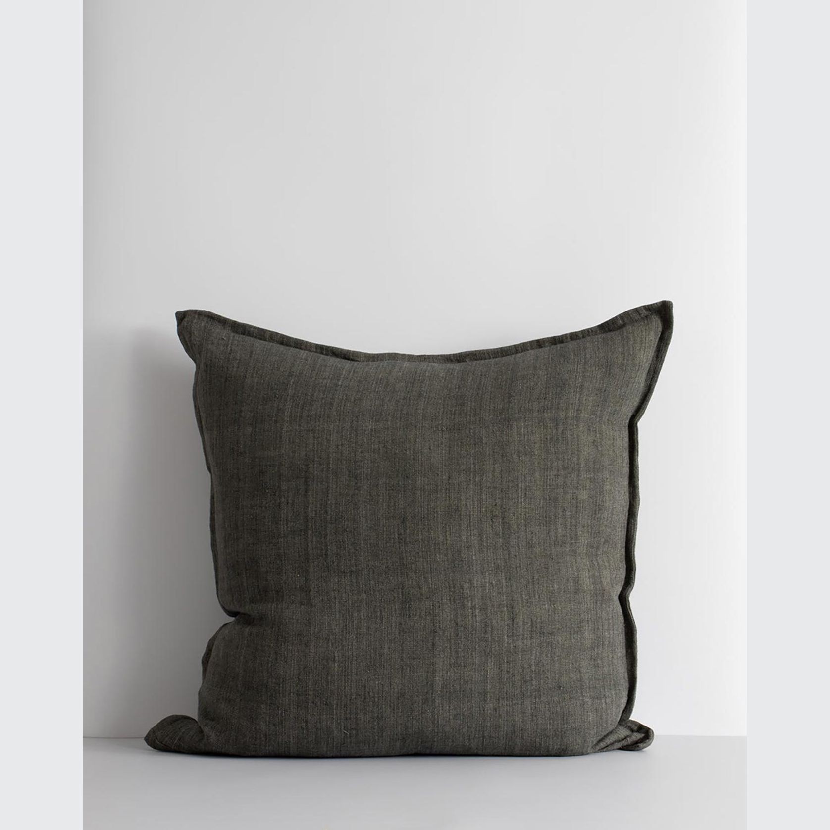 Baya Cassia Handwoven 100% Linen Cushion - Nori | Square gallery detail image
