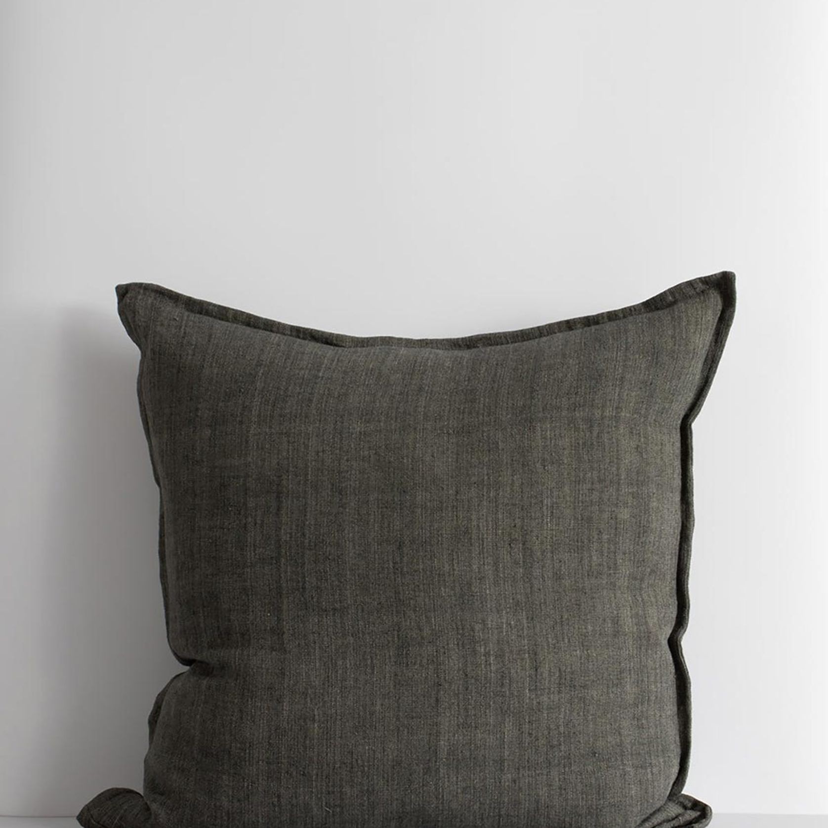 Baya Cassia Handwoven 100% Linen Cushion - Nori | Square gallery detail image