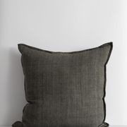 Baya Cassia Handwoven 100% Linen Cushion - Nori | Square gallery detail image