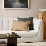 Baya Cassia Handwoven 100% Linen Cushion - Nori | Square gallery detail image