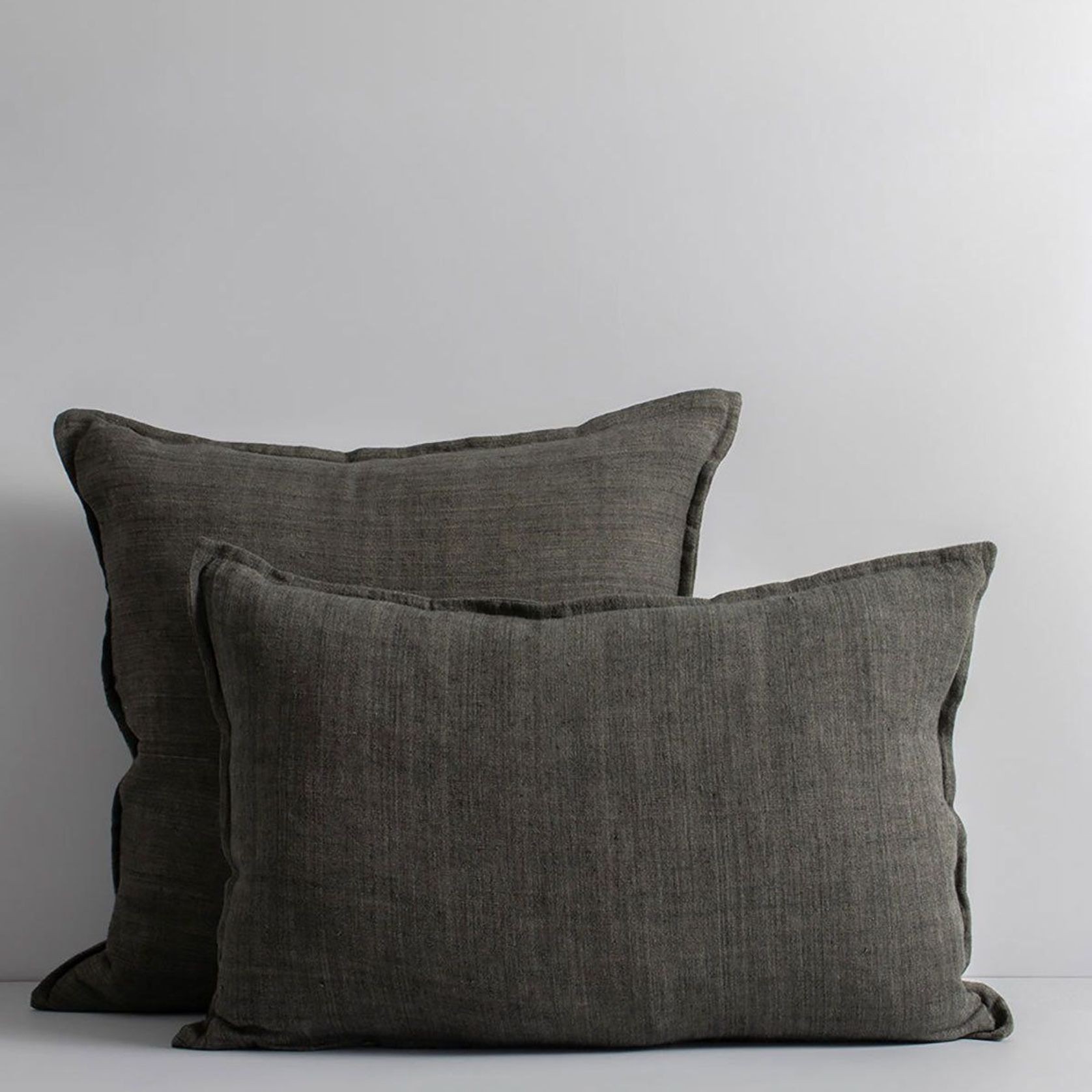 Baya Cassia Handwoven 100% Linen Cushion - Nori | Square gallery detail image