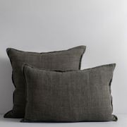 Baya Cassia Handwoven 100% Linen Cushion - Nori | Square gallery detail image