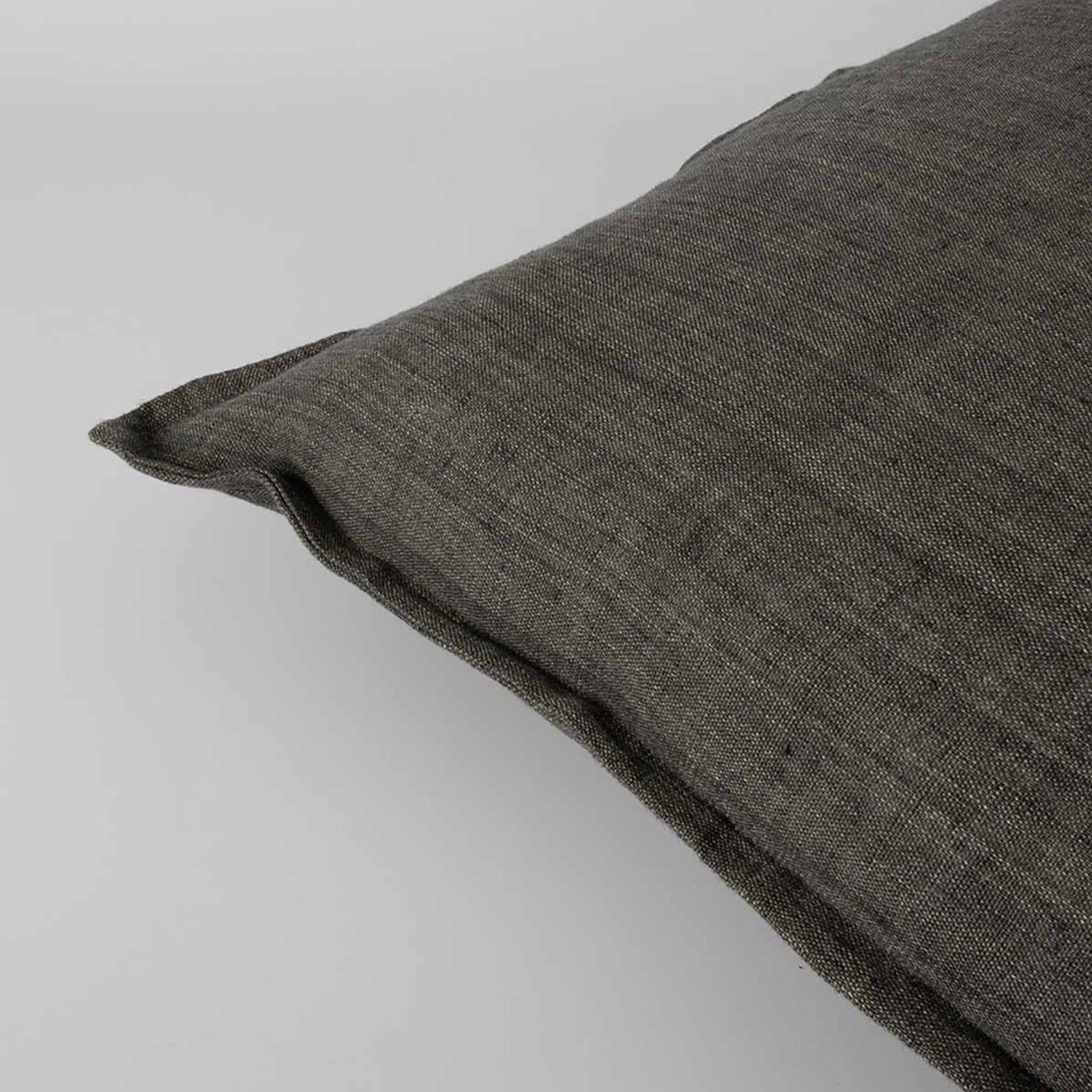 Baya Cassia Handwoven 100% Linen Cushion - Nori | Square gallery detail image