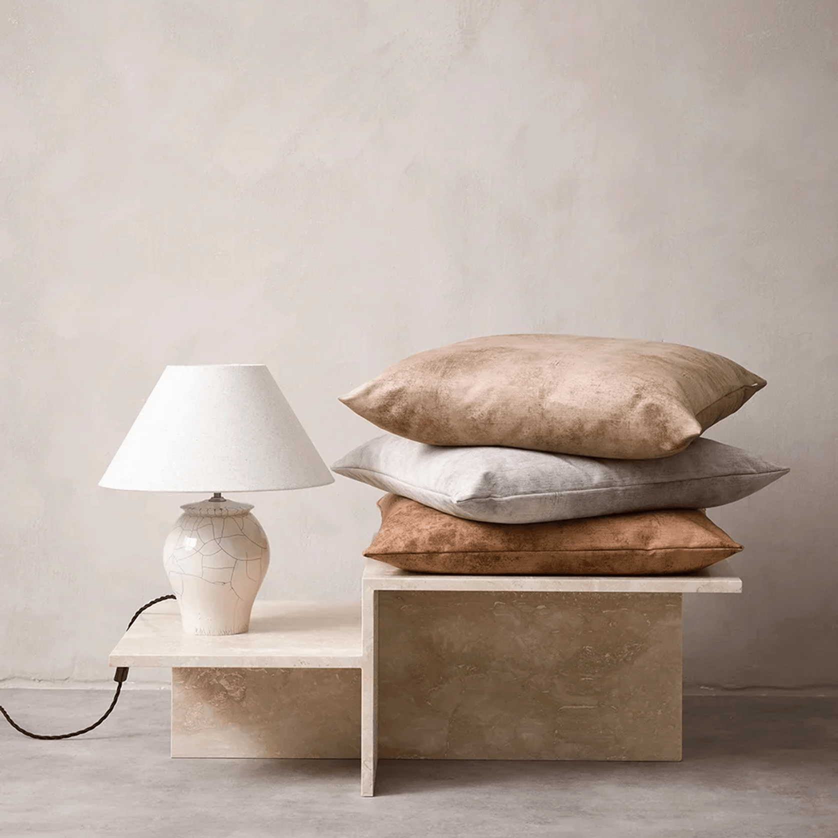 Baya Theo Velvet Cushion - Leather | Large 60 x 60cm gallery detail image