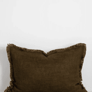 Baya Dover Cushion - Leaf | Lumbar with Fringe gallery detail image