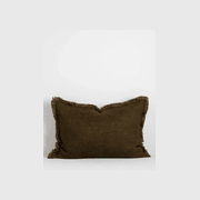 Baya Dover Cushion - Leaf | Lumbar with Fringe gallery detail image