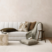 Baya Grove Linen Cushion - Olive | Abstract Print gallery detail image