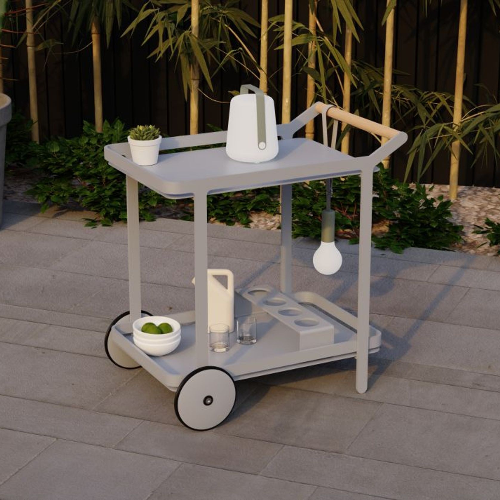 Imola Outdoor Bar Cart - Matt Silver Grey gallery detail image