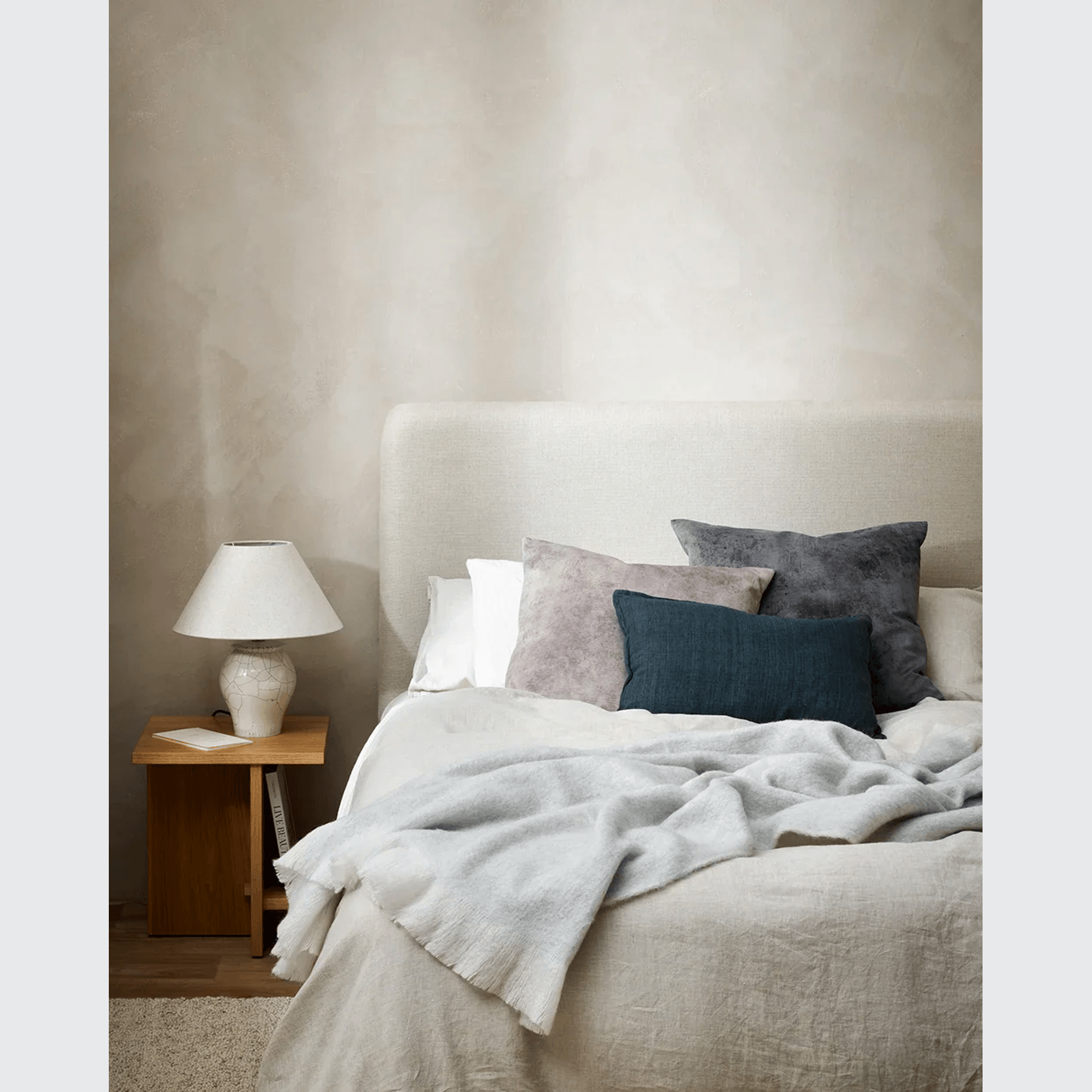 Baya Theo Velvet Cushion - Smoke | Large 60 x 60cm gallery detail image