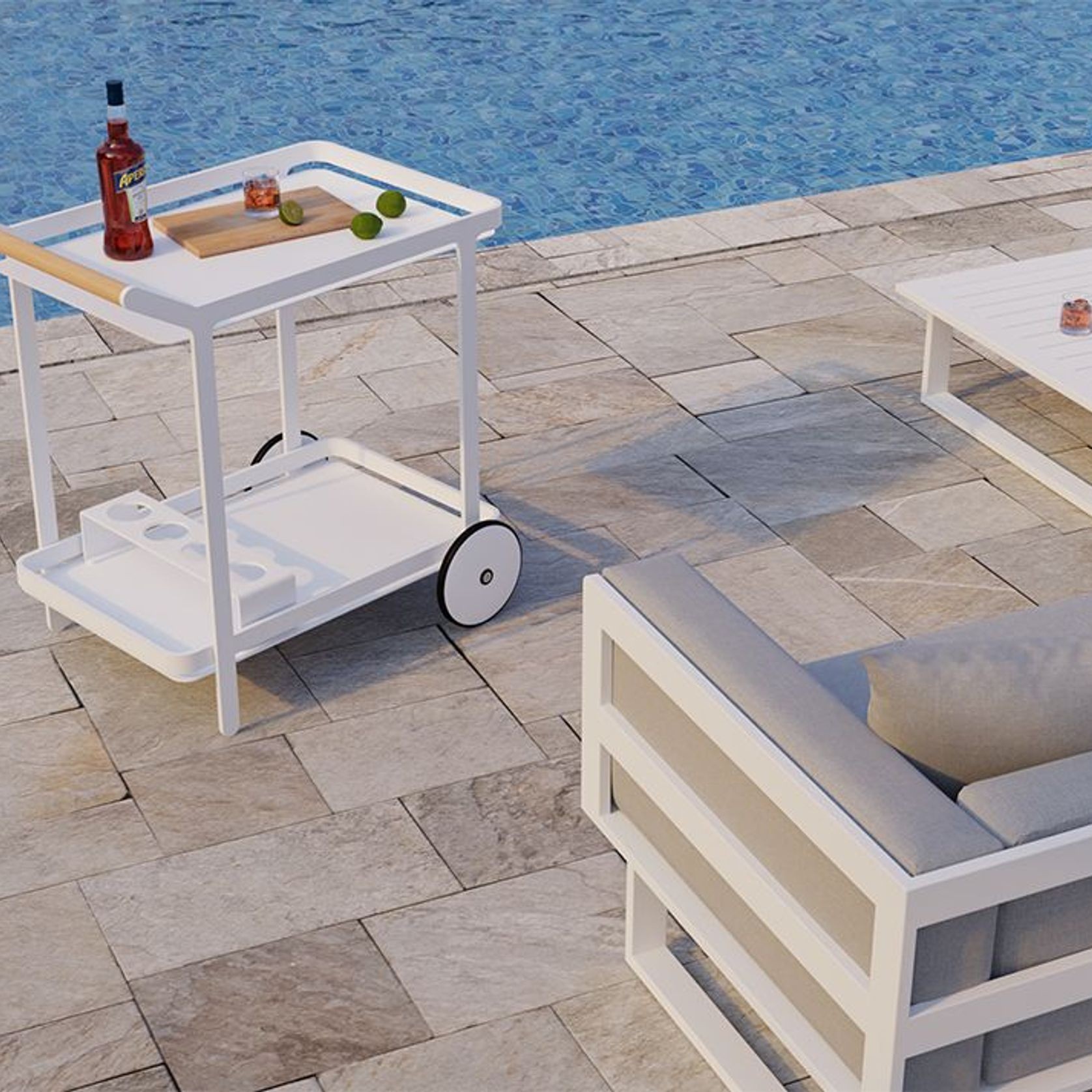 Imola Outdoor Bar Cart White ArchiPro AU