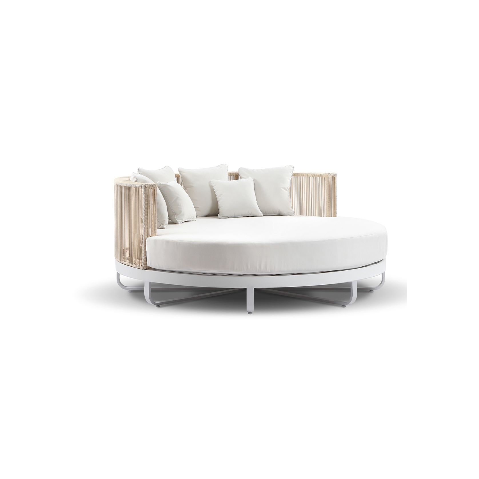 Cannes Large 2m Outdoor Round Aluminium and Rope Daybed gallery detail image