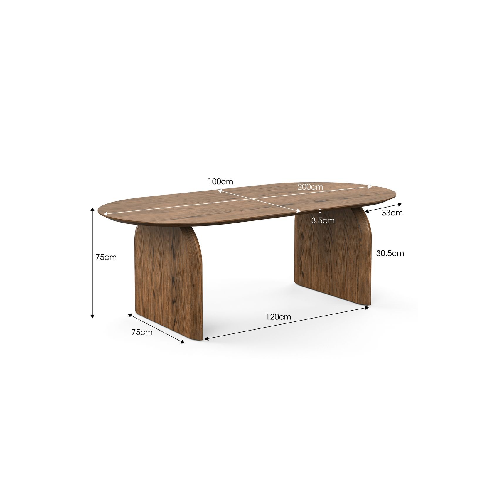 Arco 200cm Oval Dining Table | Brown Oak gallery detail image