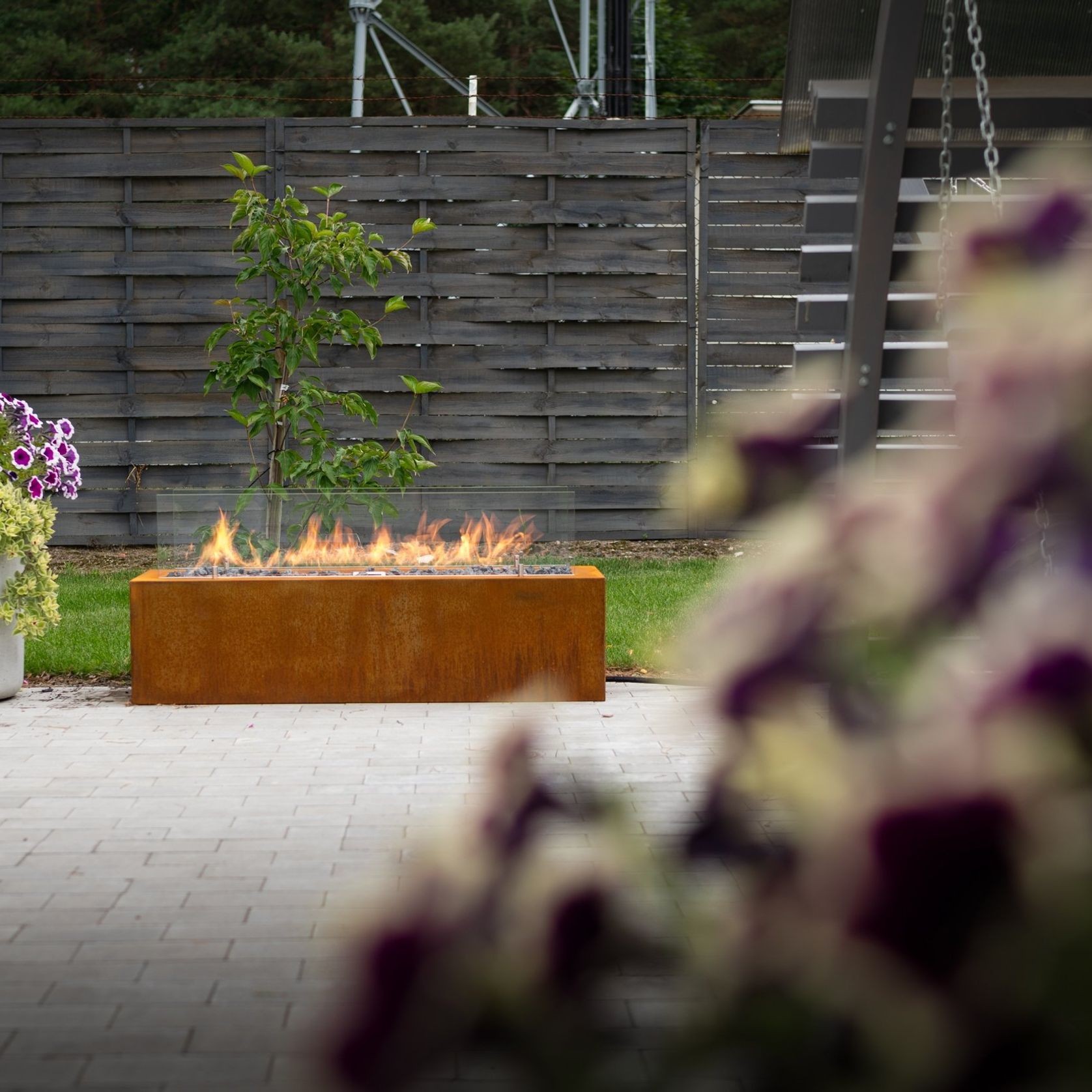 Planika Galio Corten Manual Linear Gas Pit Fire gallery detail image