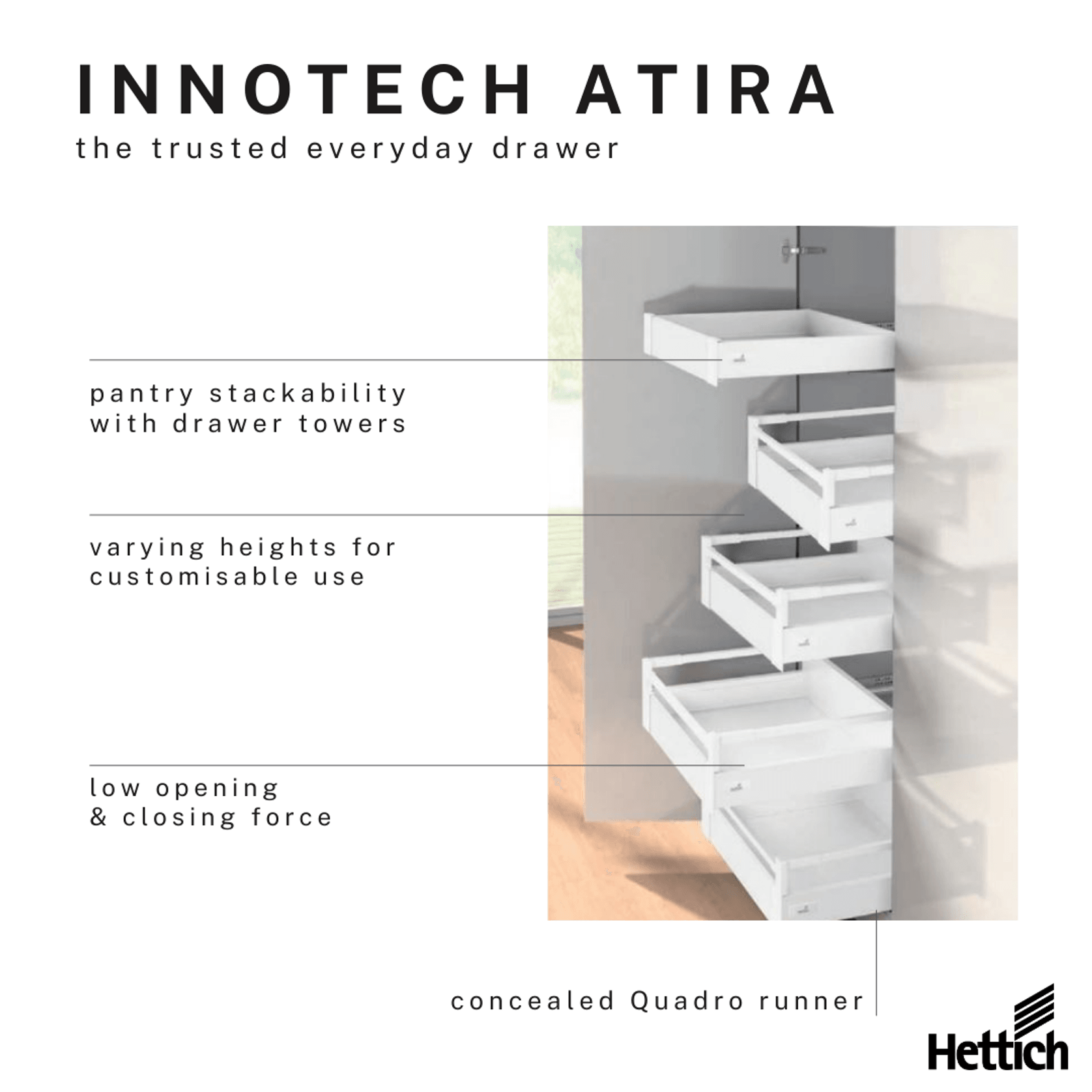 InnoTech Atira | Double-Walled Side & Rail Drawers gallery detail image