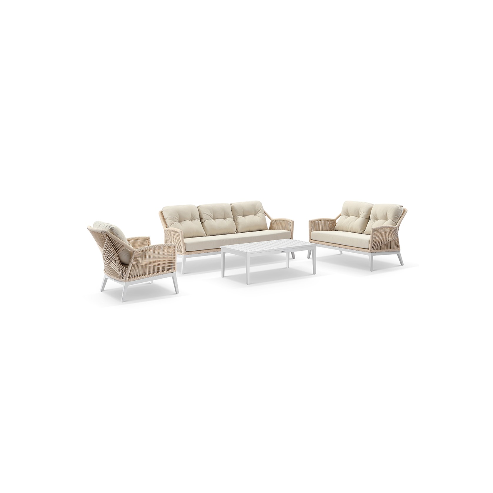 Hugo 3+2+1 Seater Outdoor & Rope Lounge w/Coffee Table gallery detail image