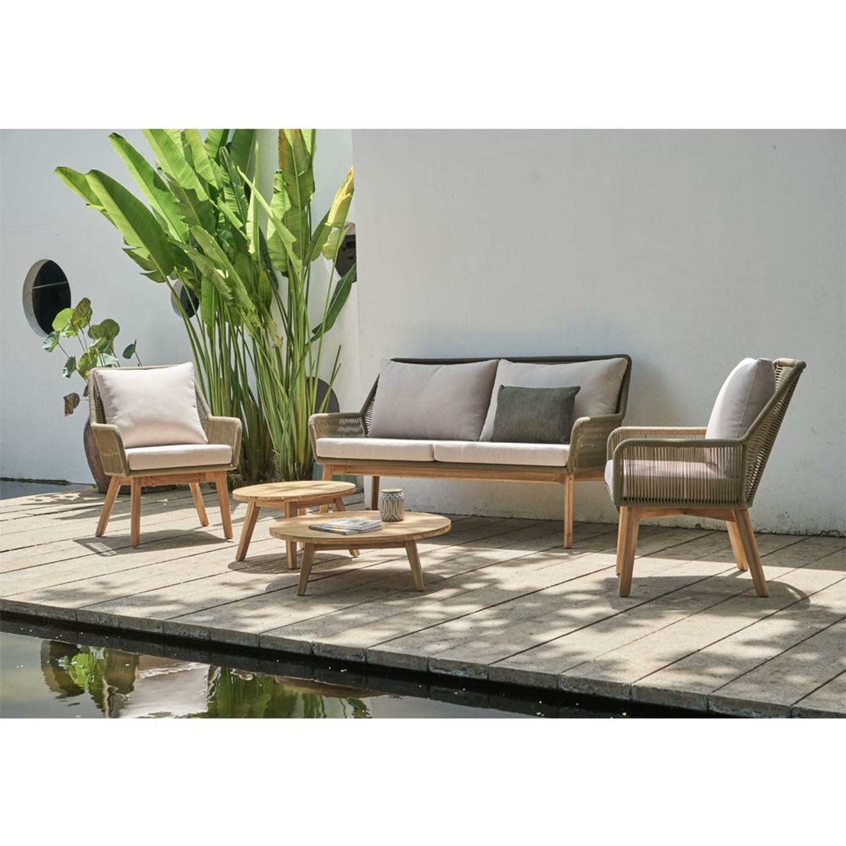 Toukley 2+1+1 Rope & Timber Lounge Set w/ Coffee Table gallery detail image