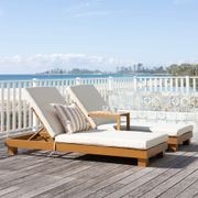 Santorini Aluminium Sun Lounge Set in Teak Look Finish gallery detail image