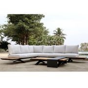 Venice Aluminium Corner Lounge with Timber Side Tables gallery detail image