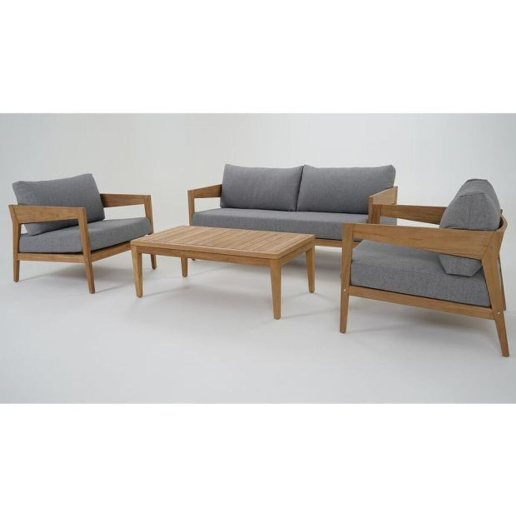 Caledonia Outdoor Lounge & Armchairs with Grey Cushions gallery detail image