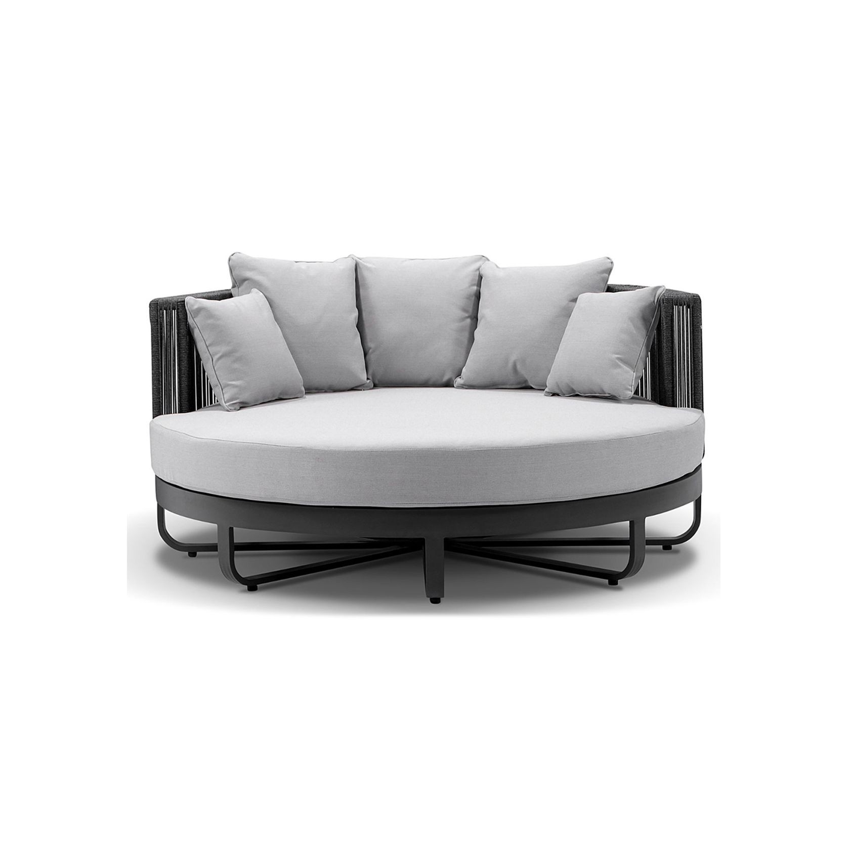 Cannes Round Aluminium & Rope Daybed Lounge in Charcoal gallery detail image