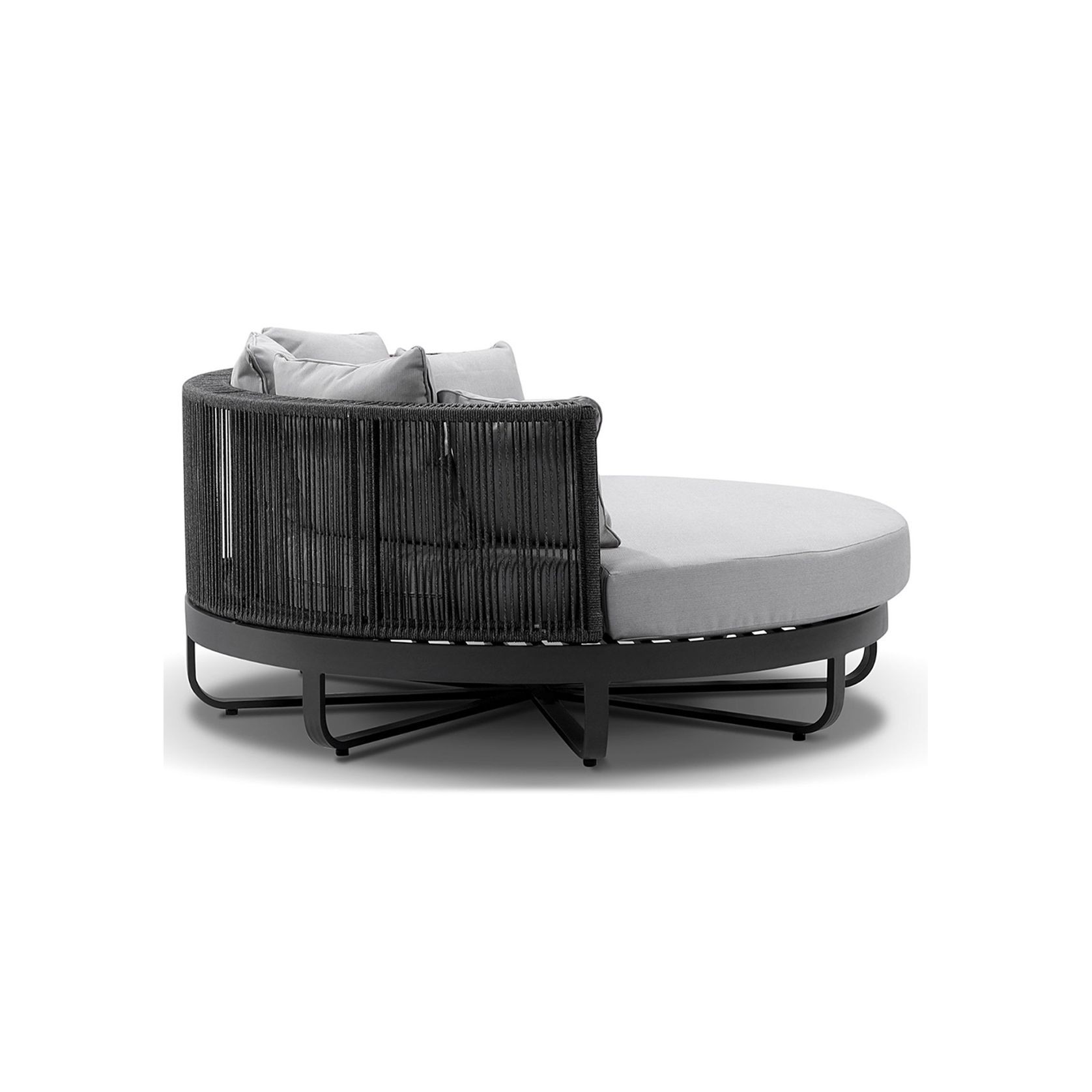 Cannes Round Aluminium & Rope Daybed Lounge in Charcoal gallery detail image