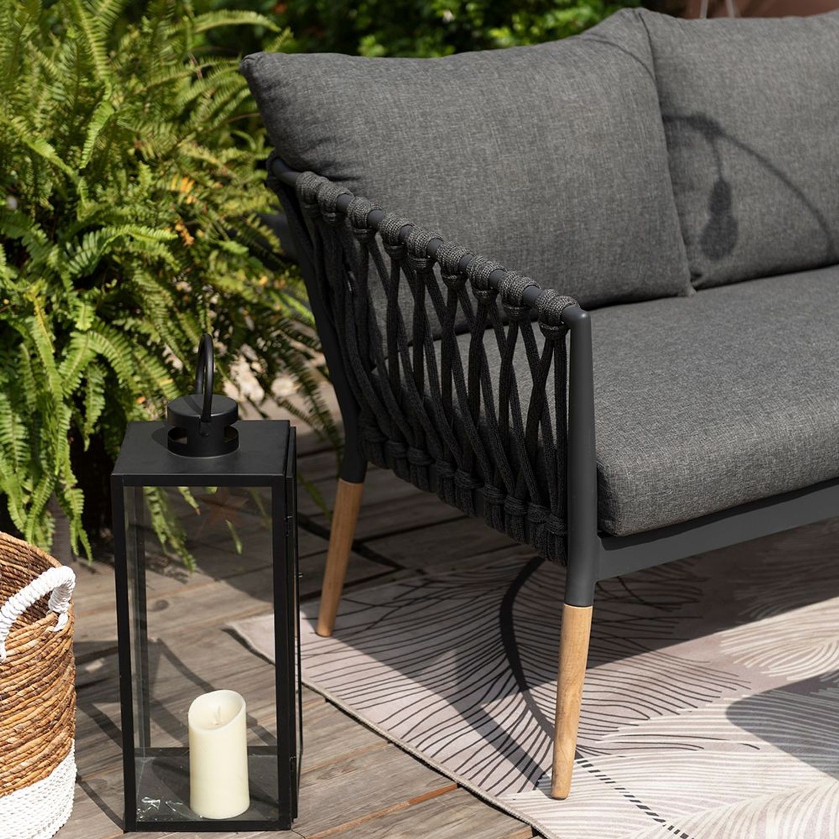 Silas Charcoal Rope Corner Lounge Set with Coffee Table gallery detail image