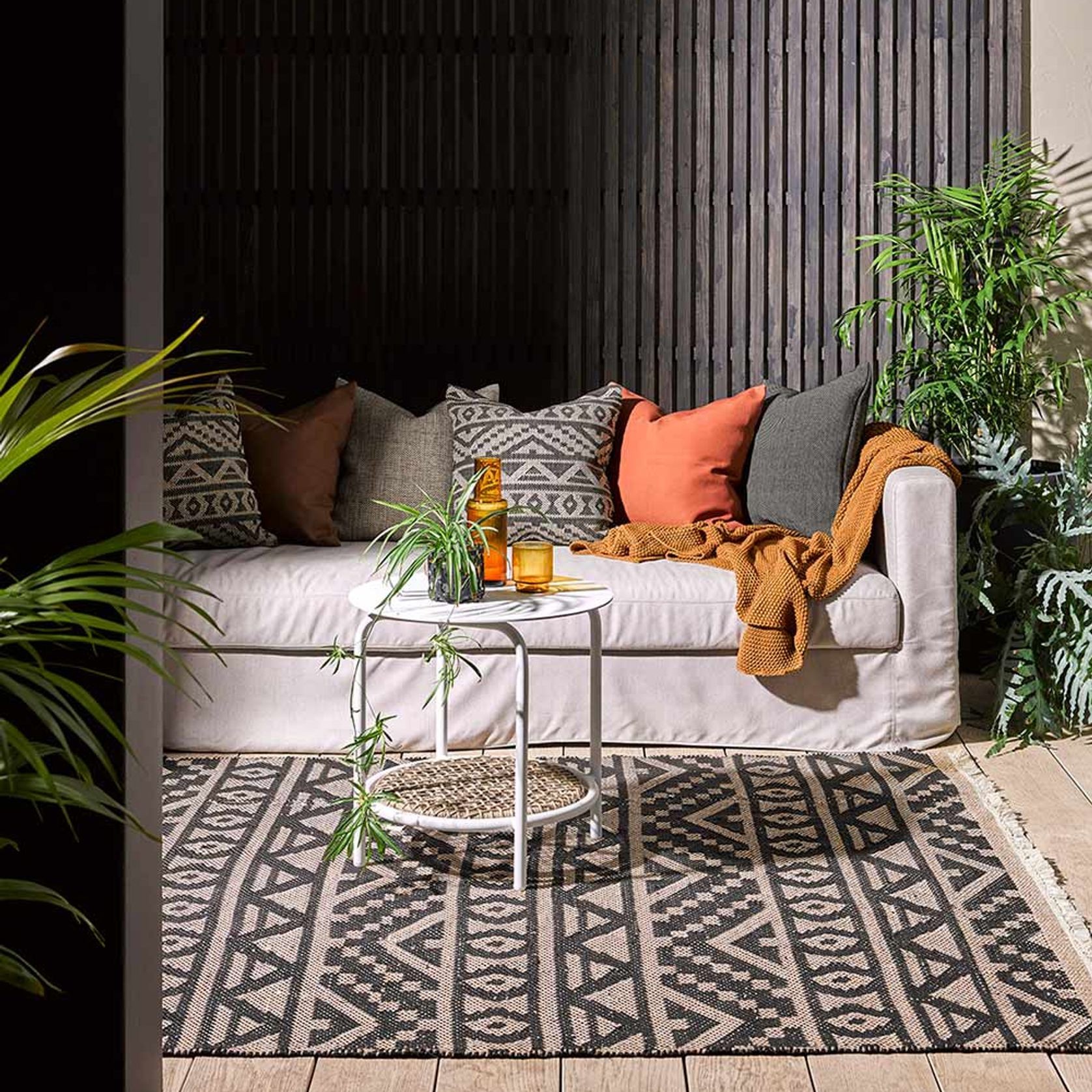 Baya Sifiso Outdoor Rug - Black/Taupe gallery detail image