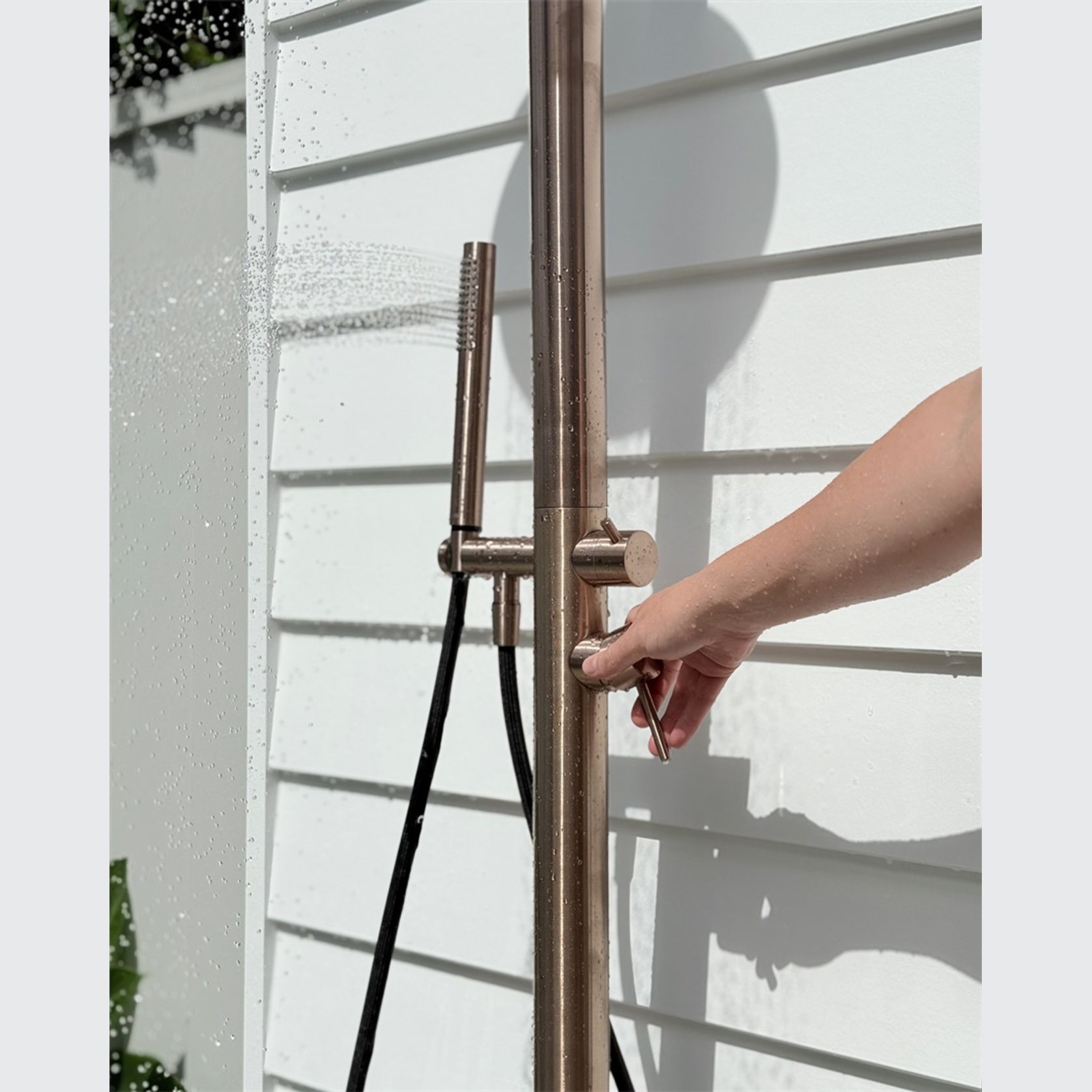 Zen SS316L Outdoor Freestanding Shower Column | Brushed Bronze gallery detail image