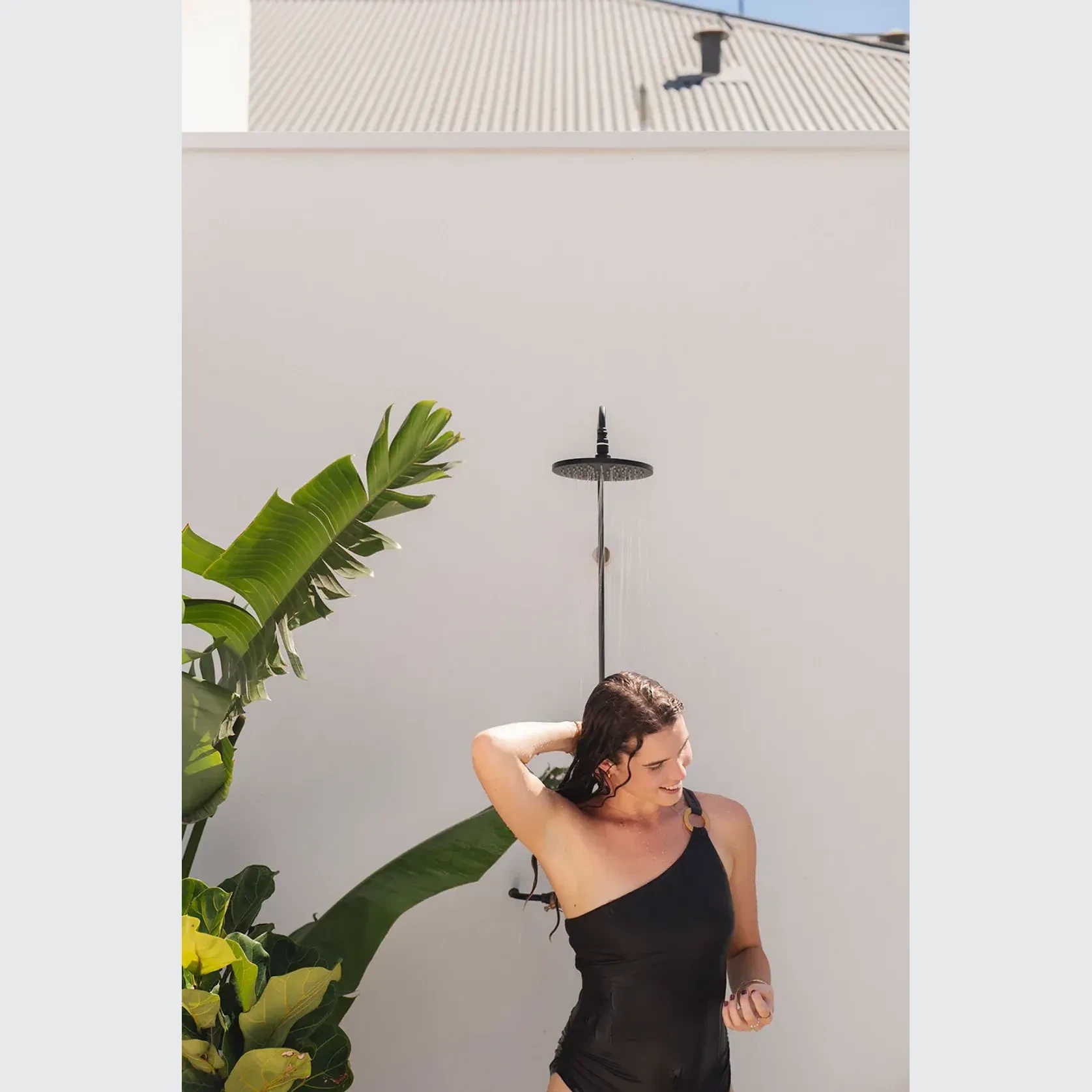 Noosa Wall Mount Outdoor Shower | Hot+Cold | Black gallery detail image